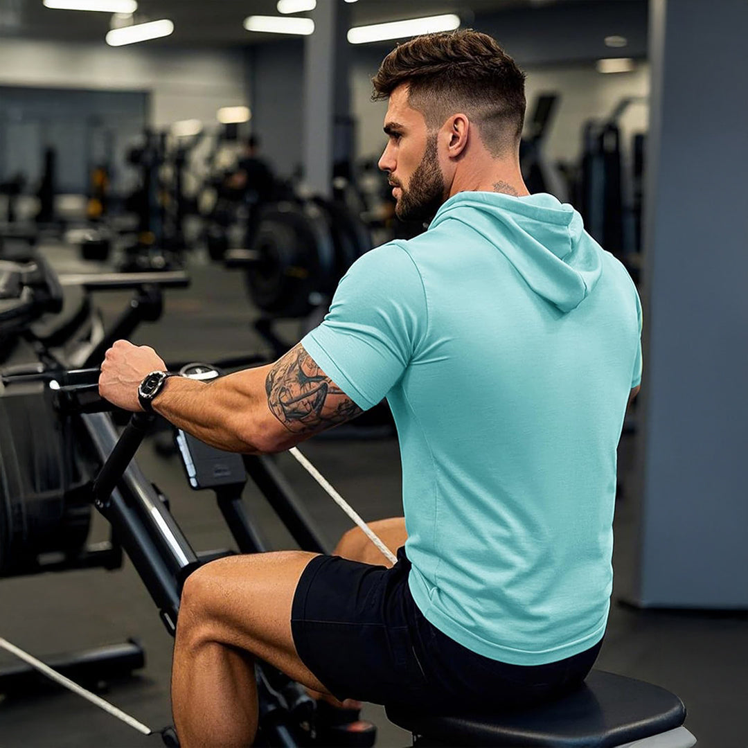 Mens Fashion Athletic Hoodies T-shirt Sport Sweatshirt Solid Color