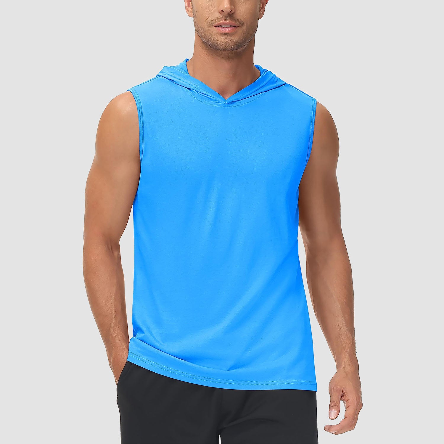 Men's Hooded Tank Sleeveless Sports Dressy Turquoise Tops