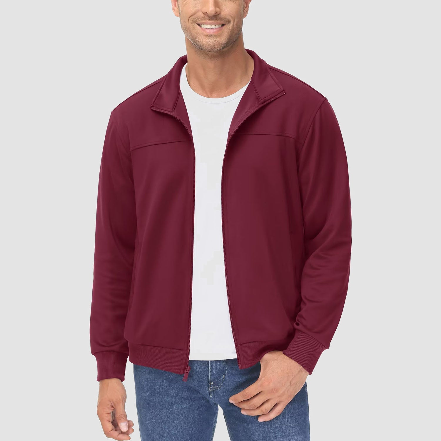 Men's Lightweight Full-Zip Track Jacket with Pockets