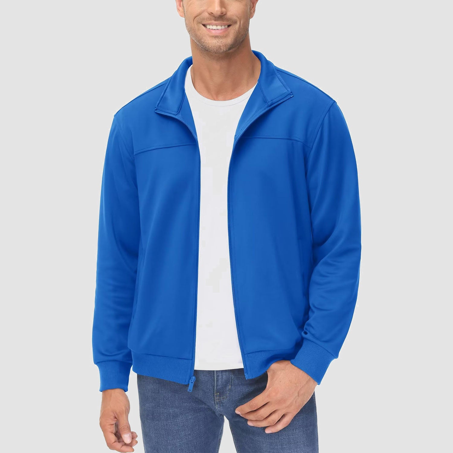 Men's Lightweight Full-Zip Track Jacket with Pockets