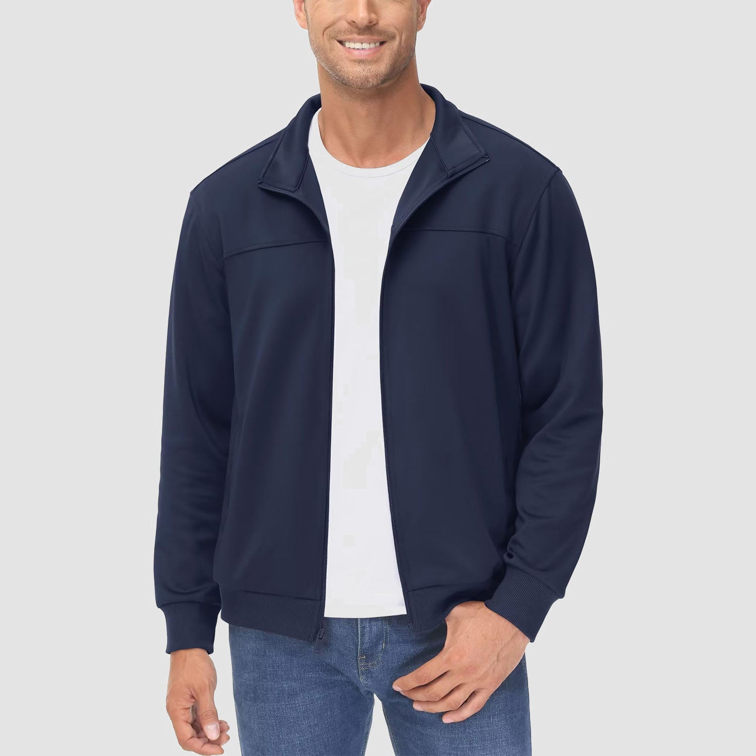 Men's Lightweight Full-Zip Track Jacket with Pockets