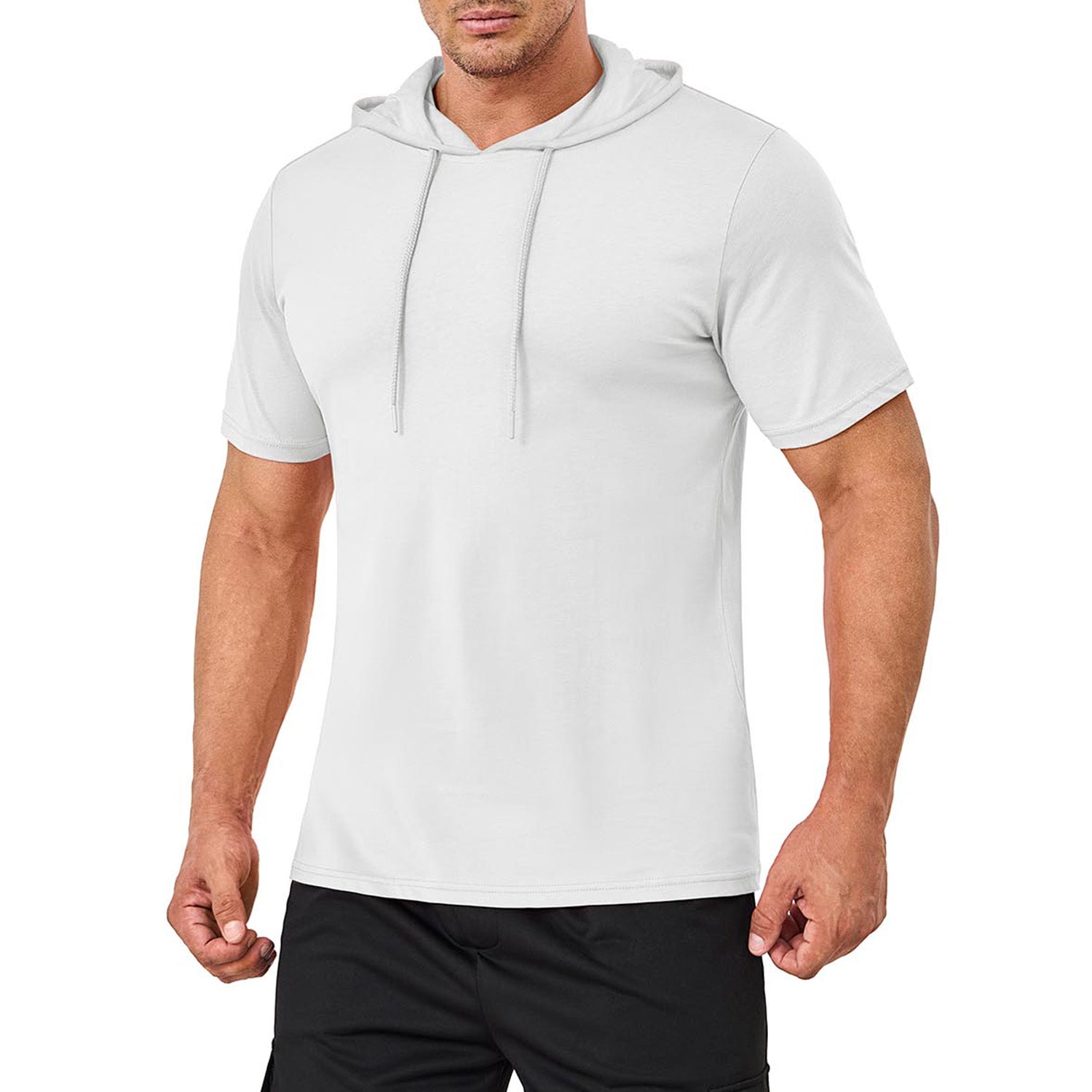 Mens Fashion Athletic Hoodies T-shirt Sport Sweatshirt Solid Color