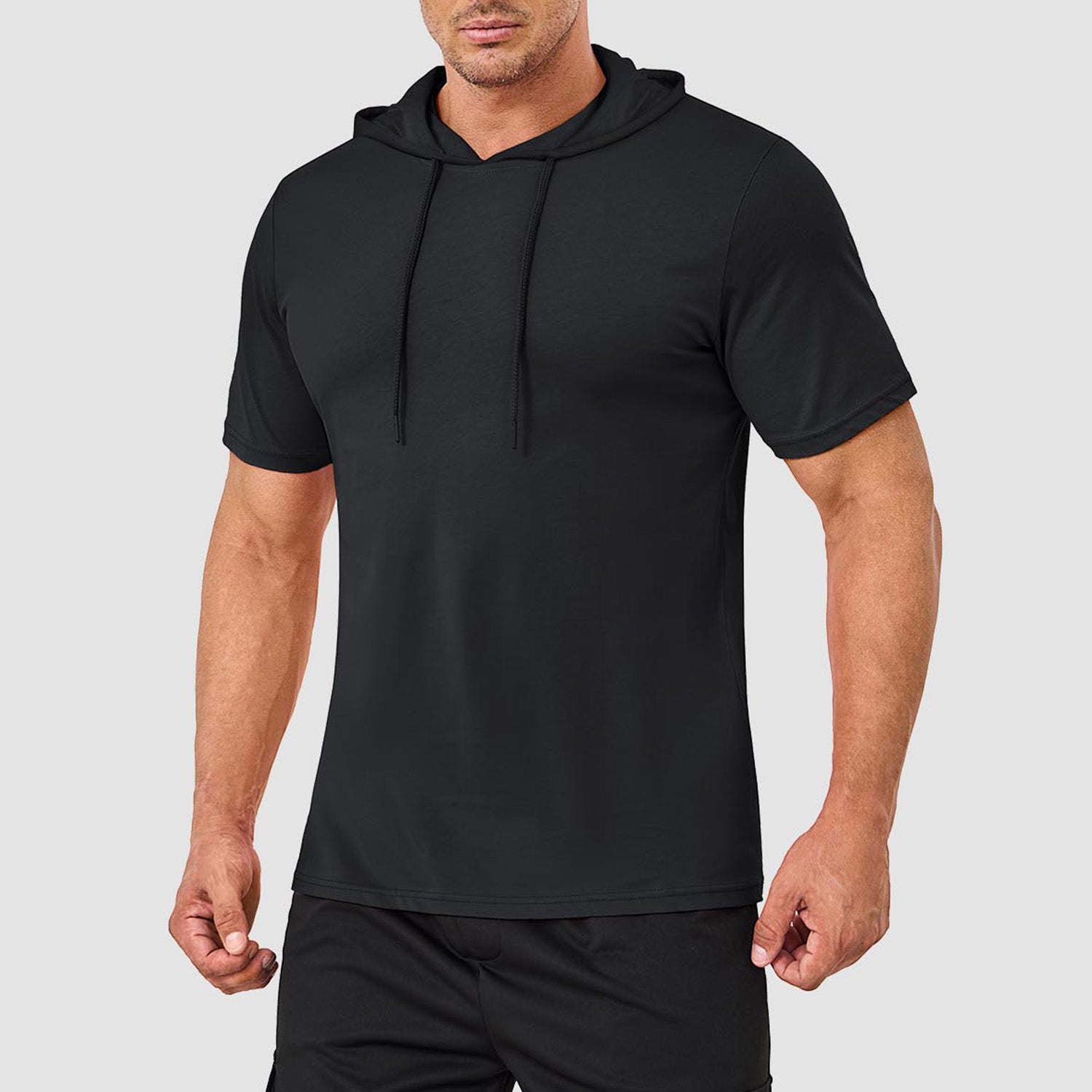 Mens Fashion Athletic Hoodies T-shirt Sport Sweatshirt Solid Color