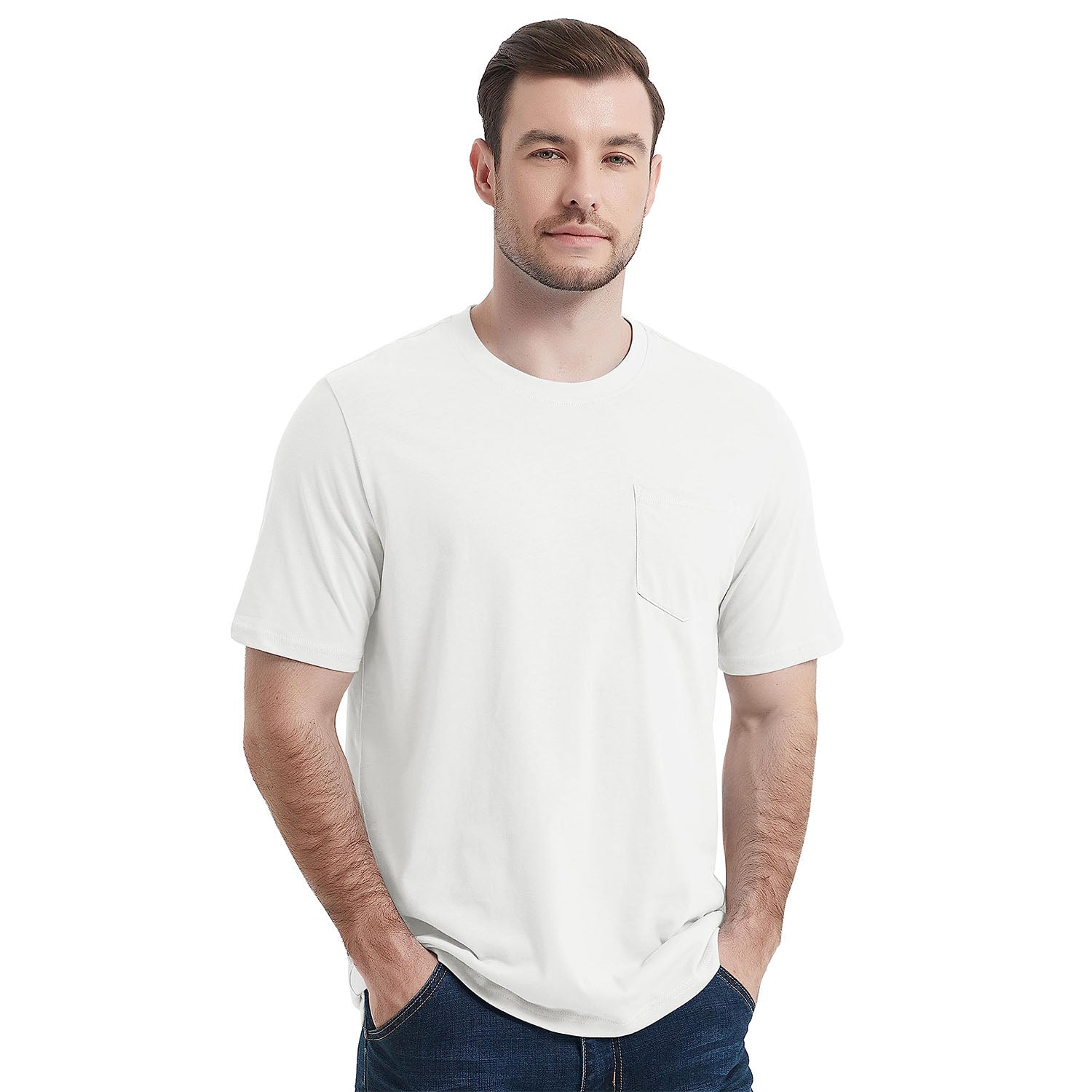 Men's Short Sleeve Pocket T-Shirts  Cotton Crew neck Tee