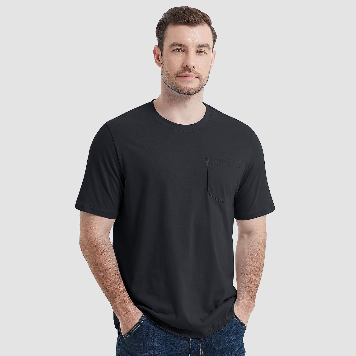 Men's Short Sleeve Pocket T-Shirts  Cotton Crew neck Tee