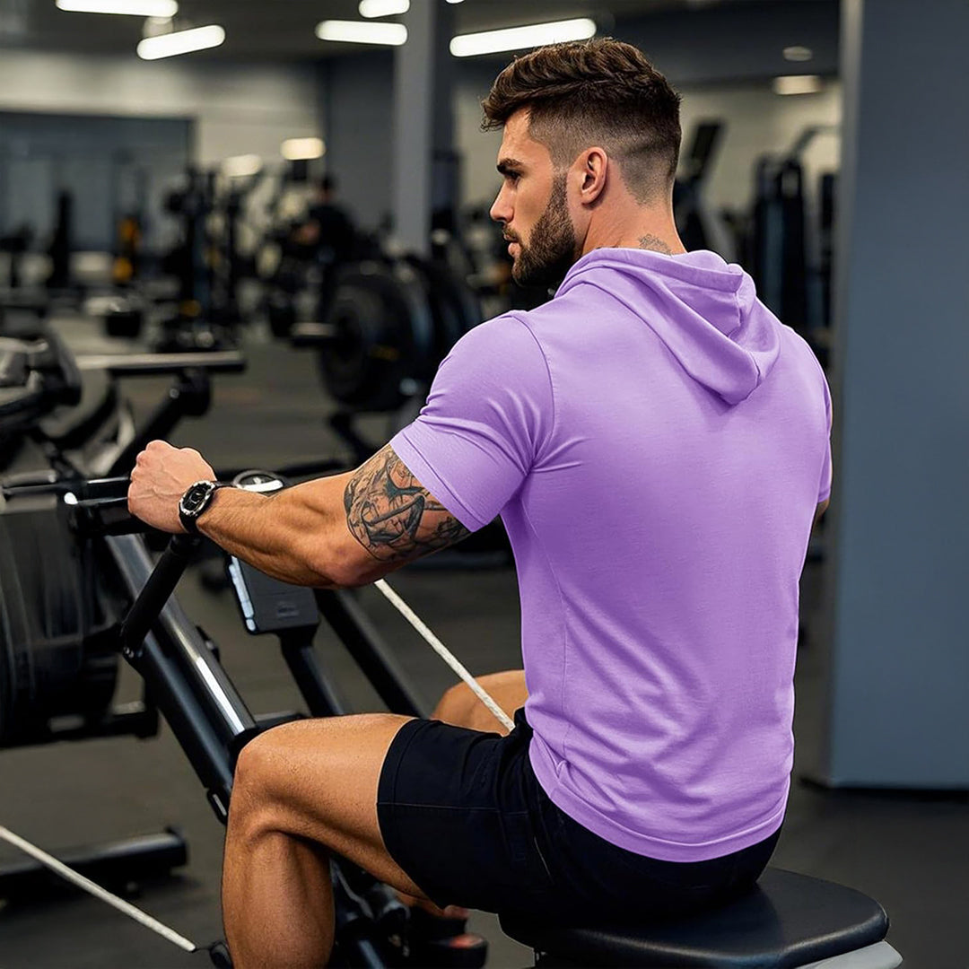 Mens Fashion Athletic Hoodies T-shirt Sport Sweatshirt Solid Color