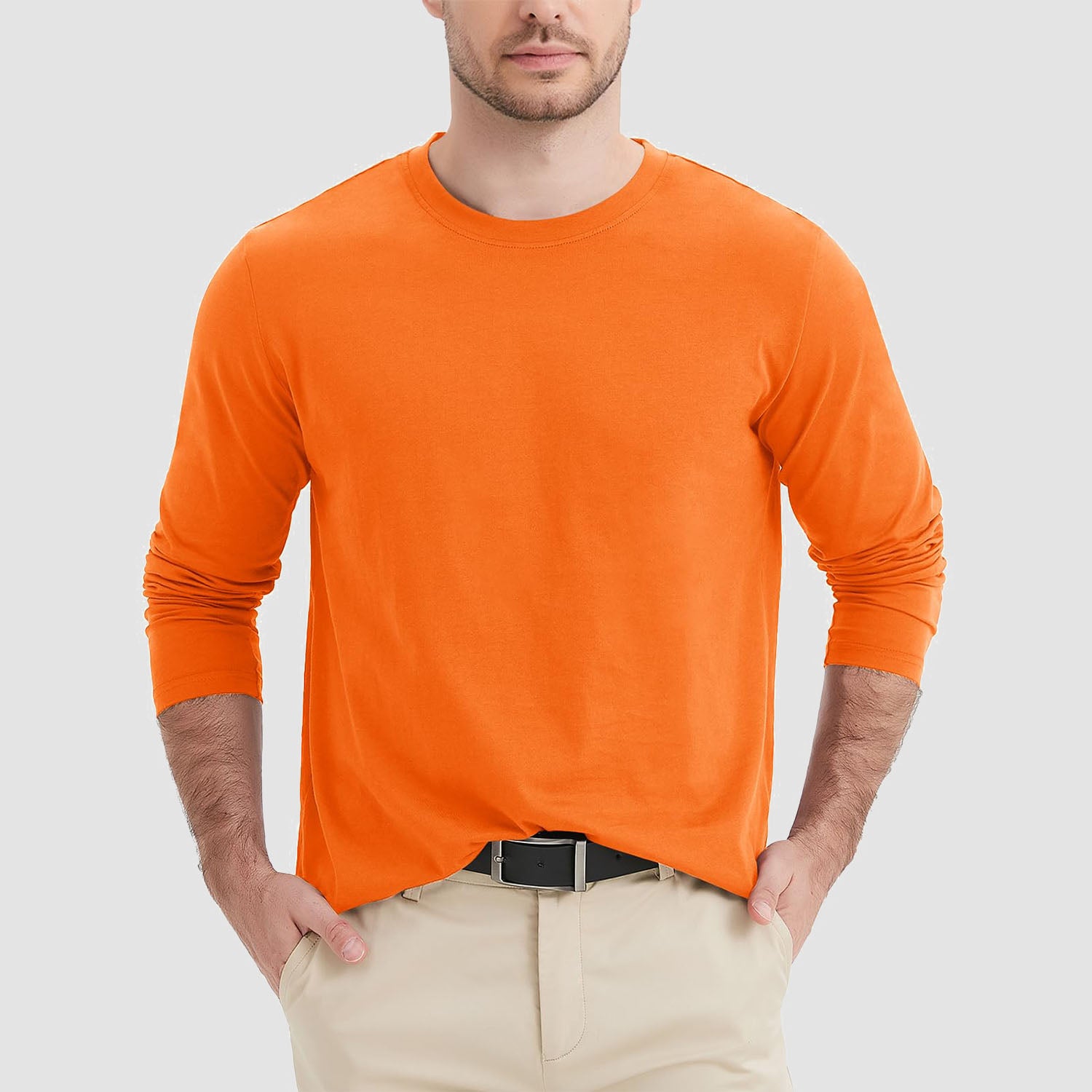 Men's Crew Neck Long Sleeve Shirt Breathable Sports Shirt