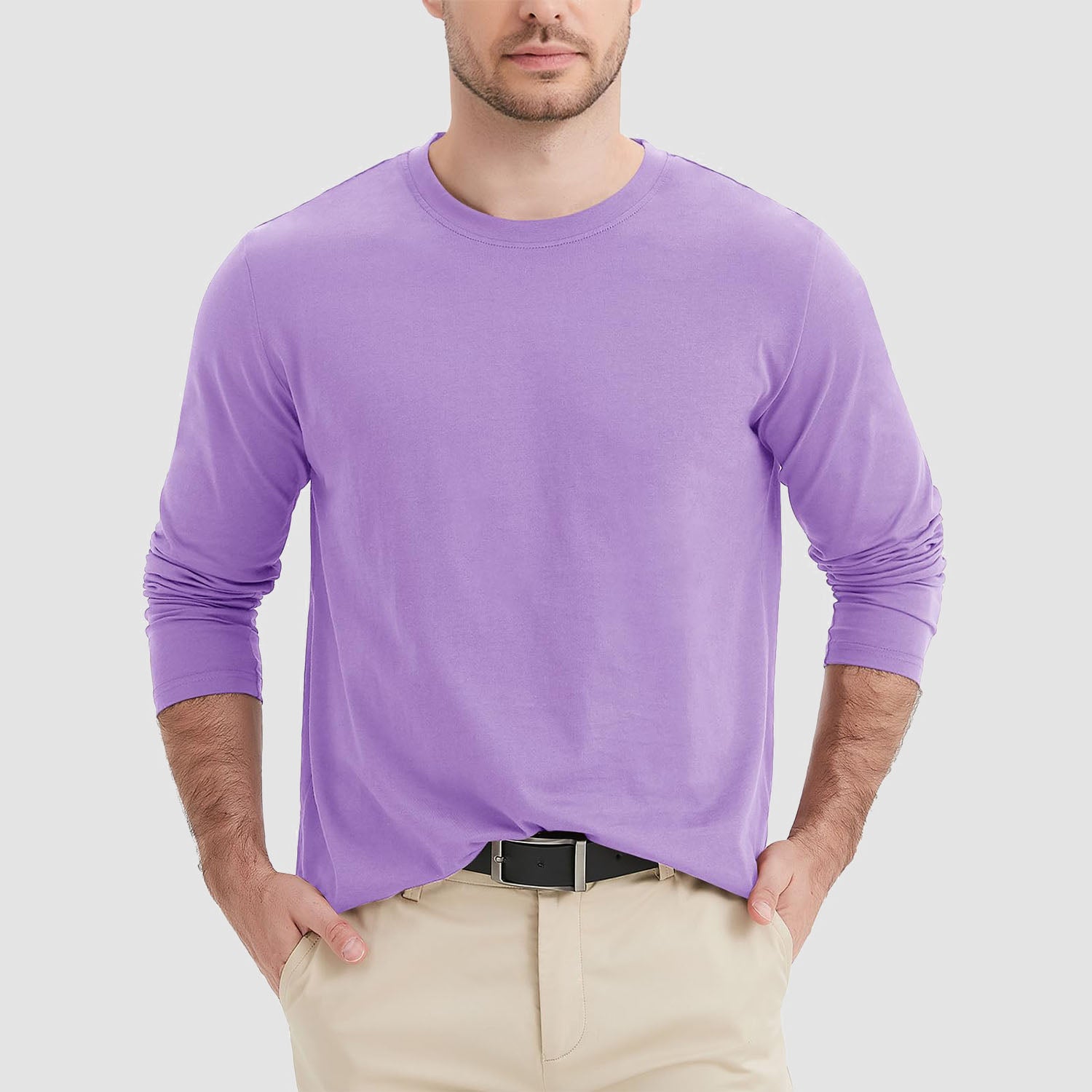 Men's Crew Neck Long Sleeve Shirt Breathable Sports Shirt