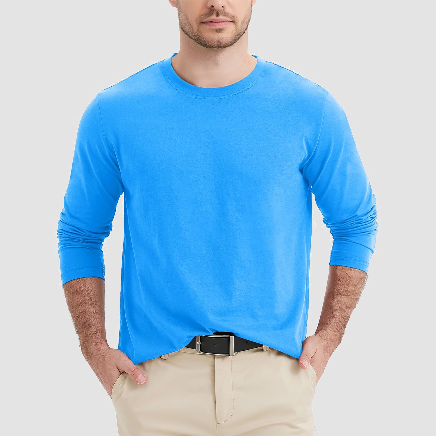 Men's Crew Neck Long Sleeve Shirt Breathable Sports Shirt