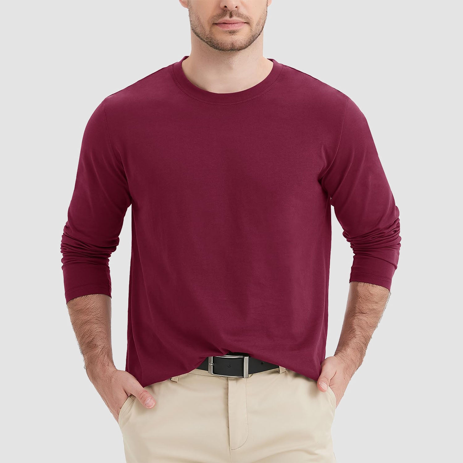 Men's Crew Neck Long Sleeve Shirt Breathable Sports Shirt