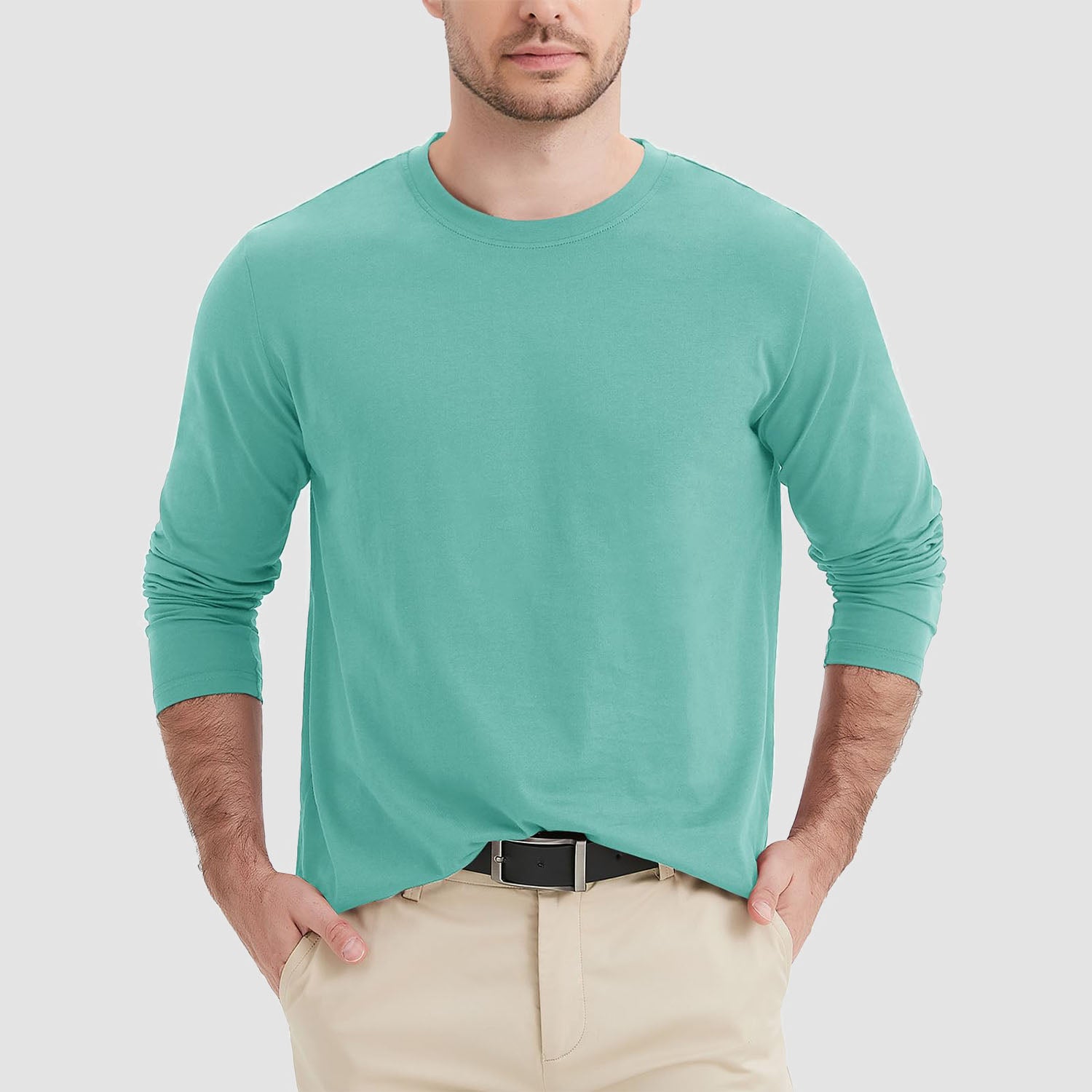 Men's Crew Neck Long Sleeve Shirt Breathable Sports Shirt