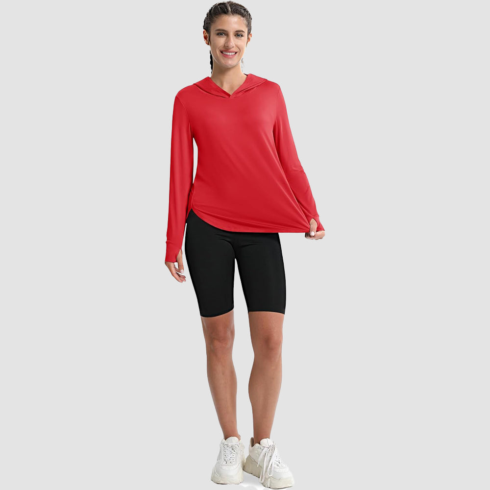Women's Long Sleeve UPF 80+ Lightweight Rashguard Hoodie