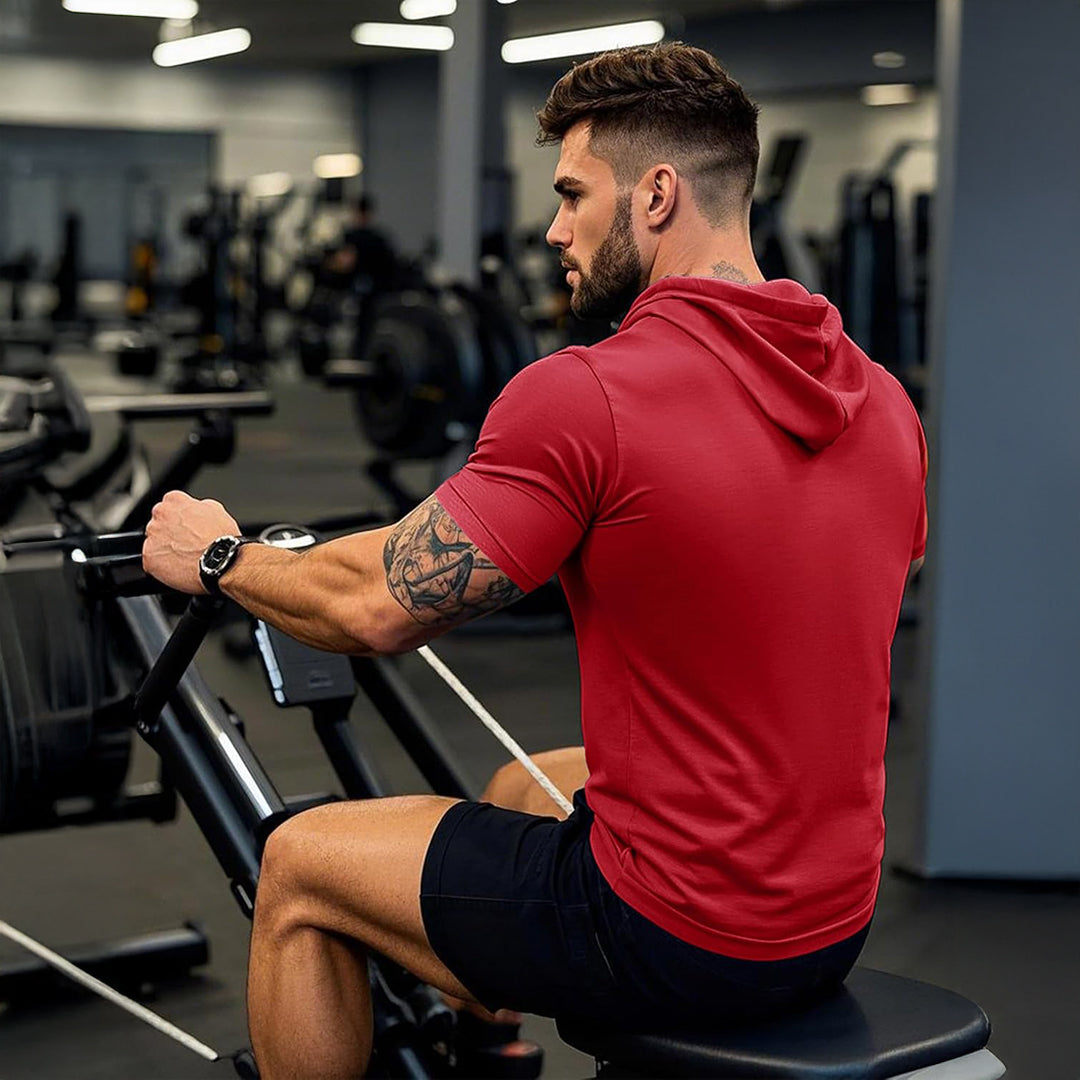 Mens Fashion Athletic Hoodies T-shirt Sport Sweatshirt Solid Color