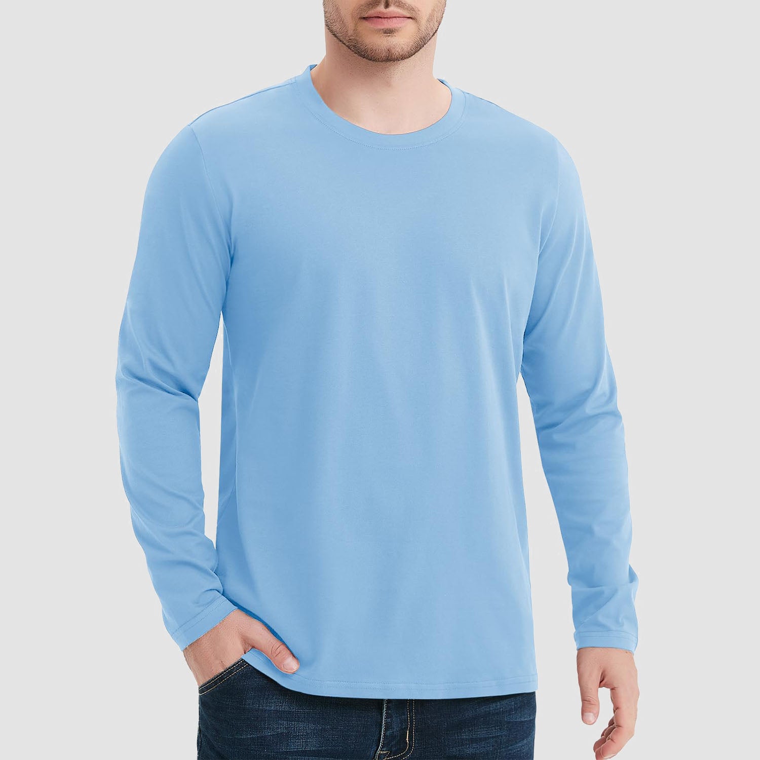 Men's Crew Neck Long Sleeve Shirt Breathable Sports Shirt