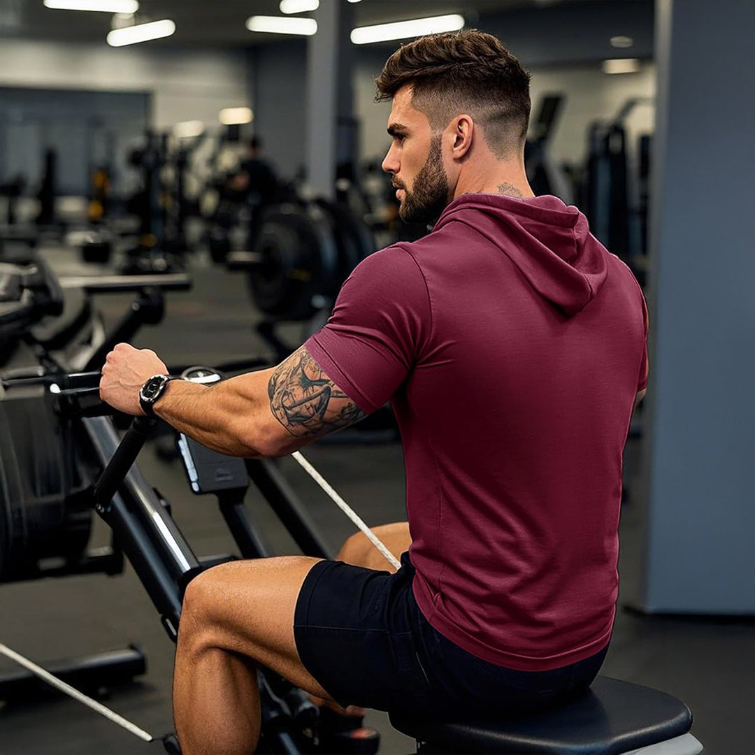 Mens Fashion Athletic Hoodies T-shirt Sport Sweatshirt Solid Color