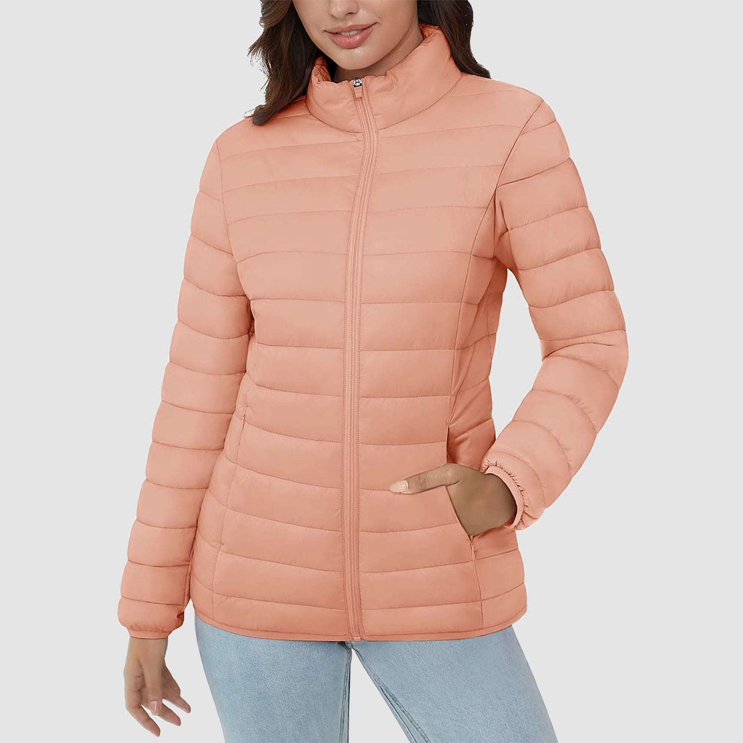 Women's Lightweight Quilted Puffer Jacket Full Zip Winter Coat - MAGCOMSEN