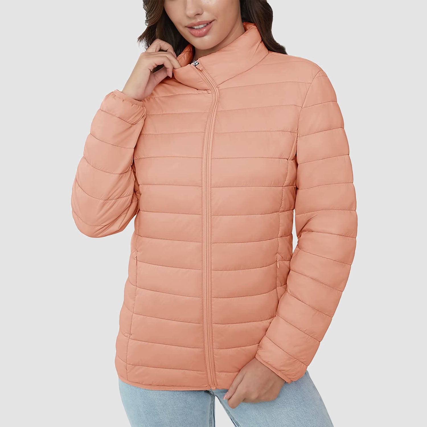 Women's Lightweight Quilted Puffer Jacket Full Zip Winter Coat - MAGCOMSEN
