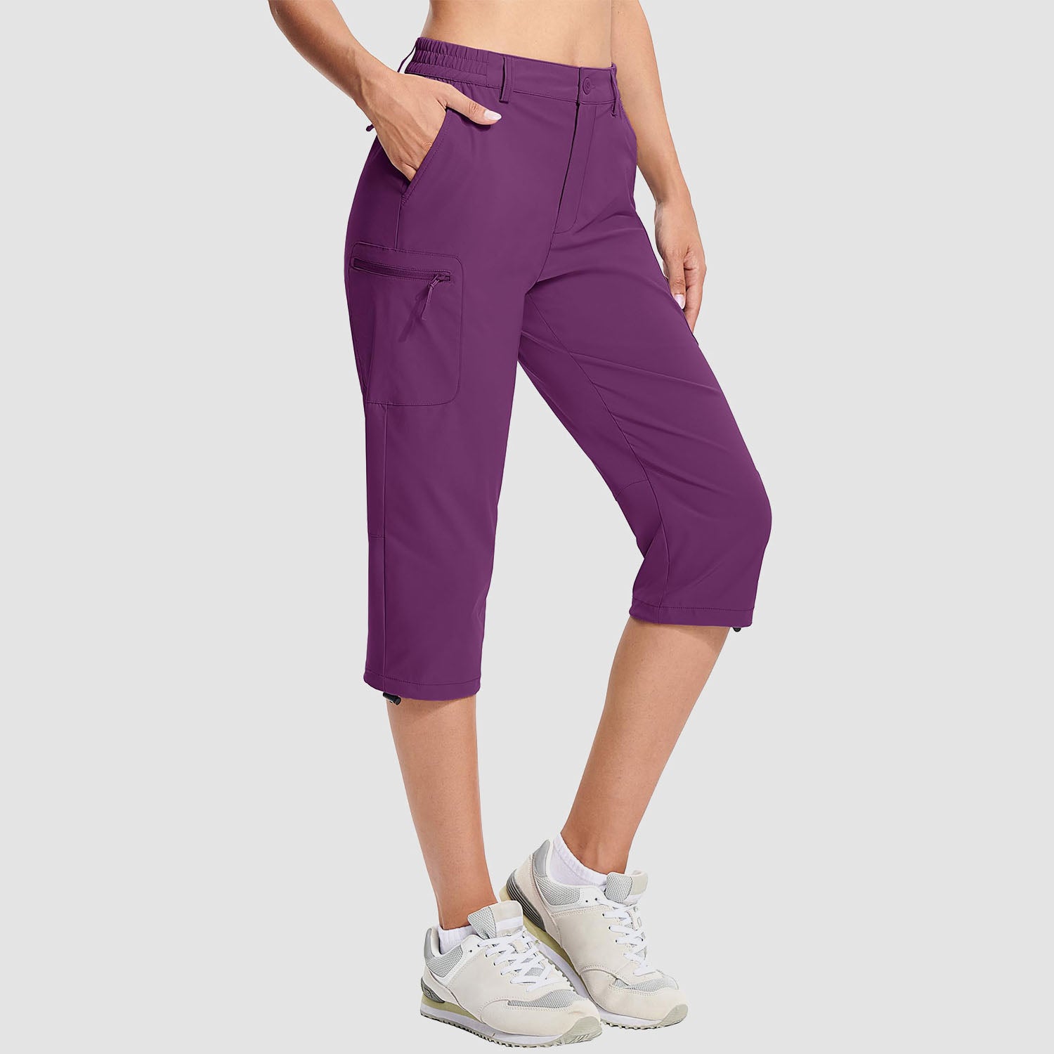 Women's Lightweight Water-Resistant Hiking Capris with 5 Pockets Purple by MAGCOMSEN #Color_Purple