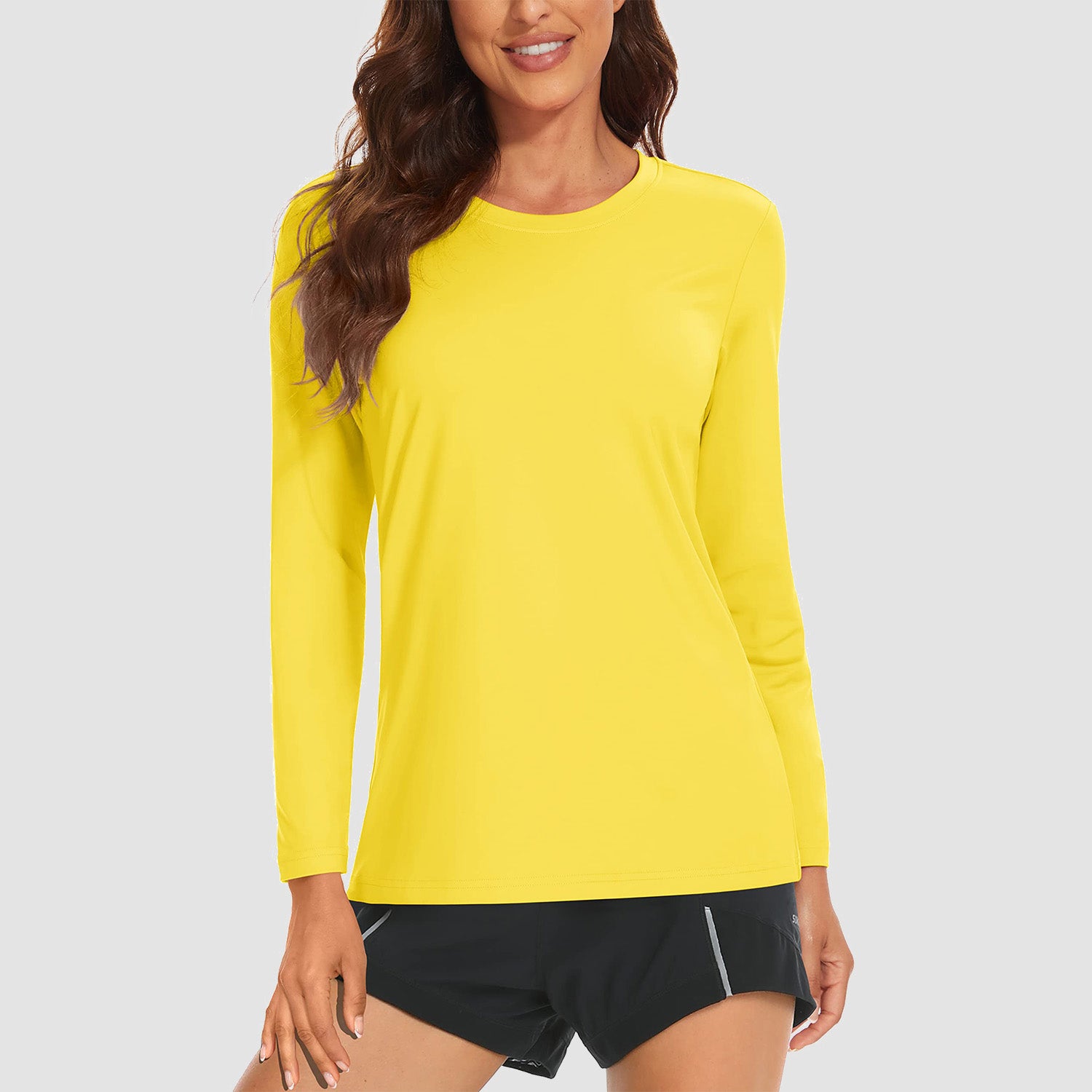 Women's UPF 80+ Long Sleeve Sun Protection Quick-Dry Shirt Yellow by MAGCOMSEN #Color_Yellow