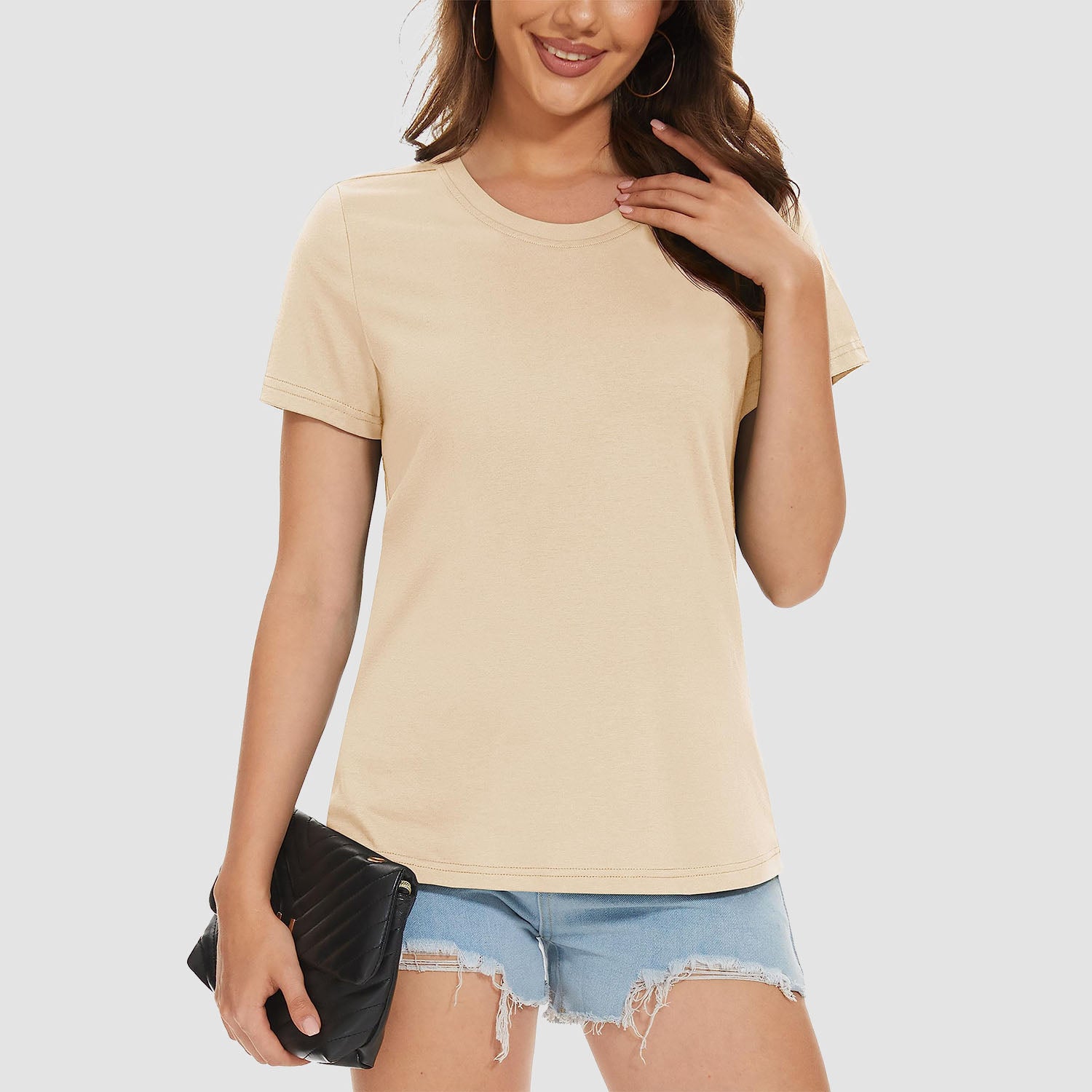 Women's Cotton Crewneck Short Sleeve Casual Tee