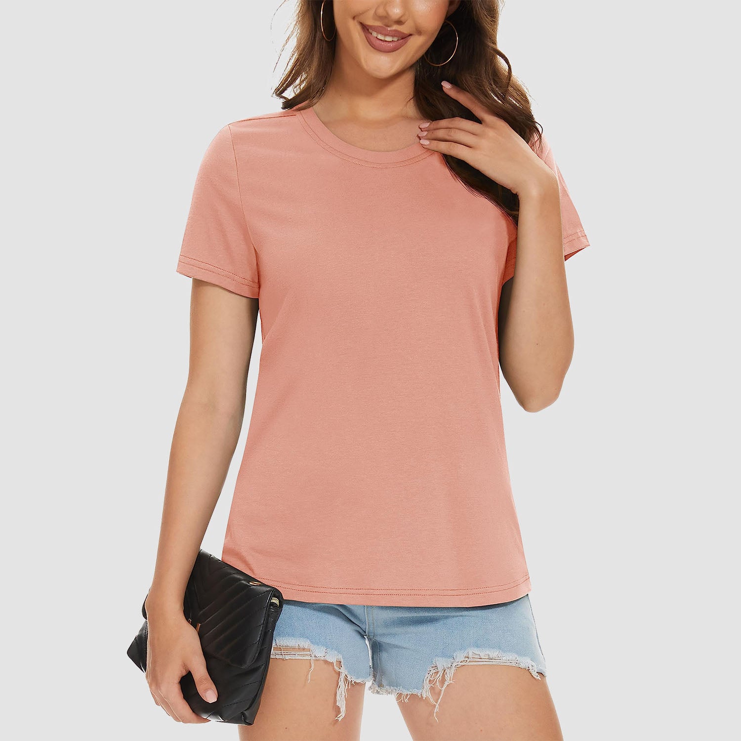 Women's Cotton Crewneck Short Sleeve Casual Tee