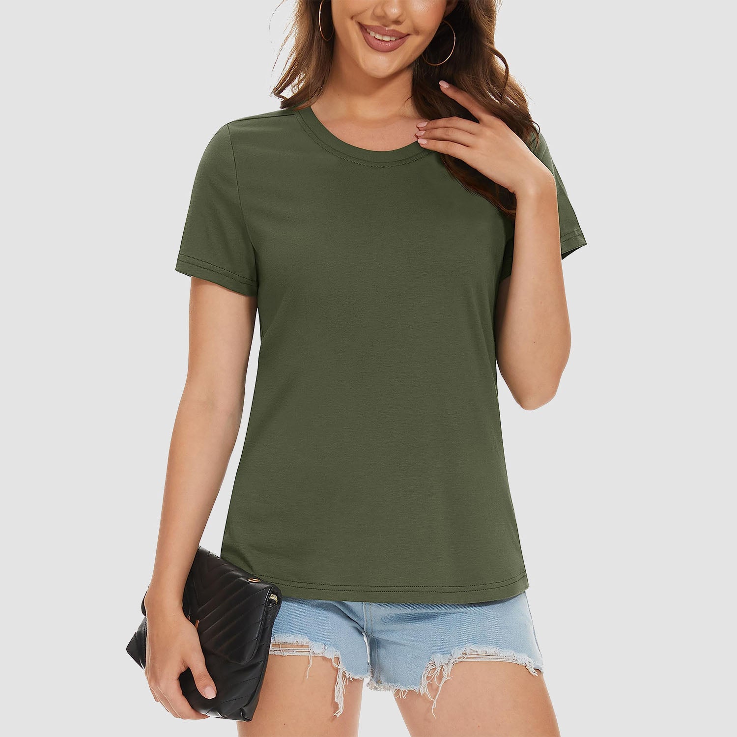 Women's Cotton Crewneck Short Sleeve Casual Tee
