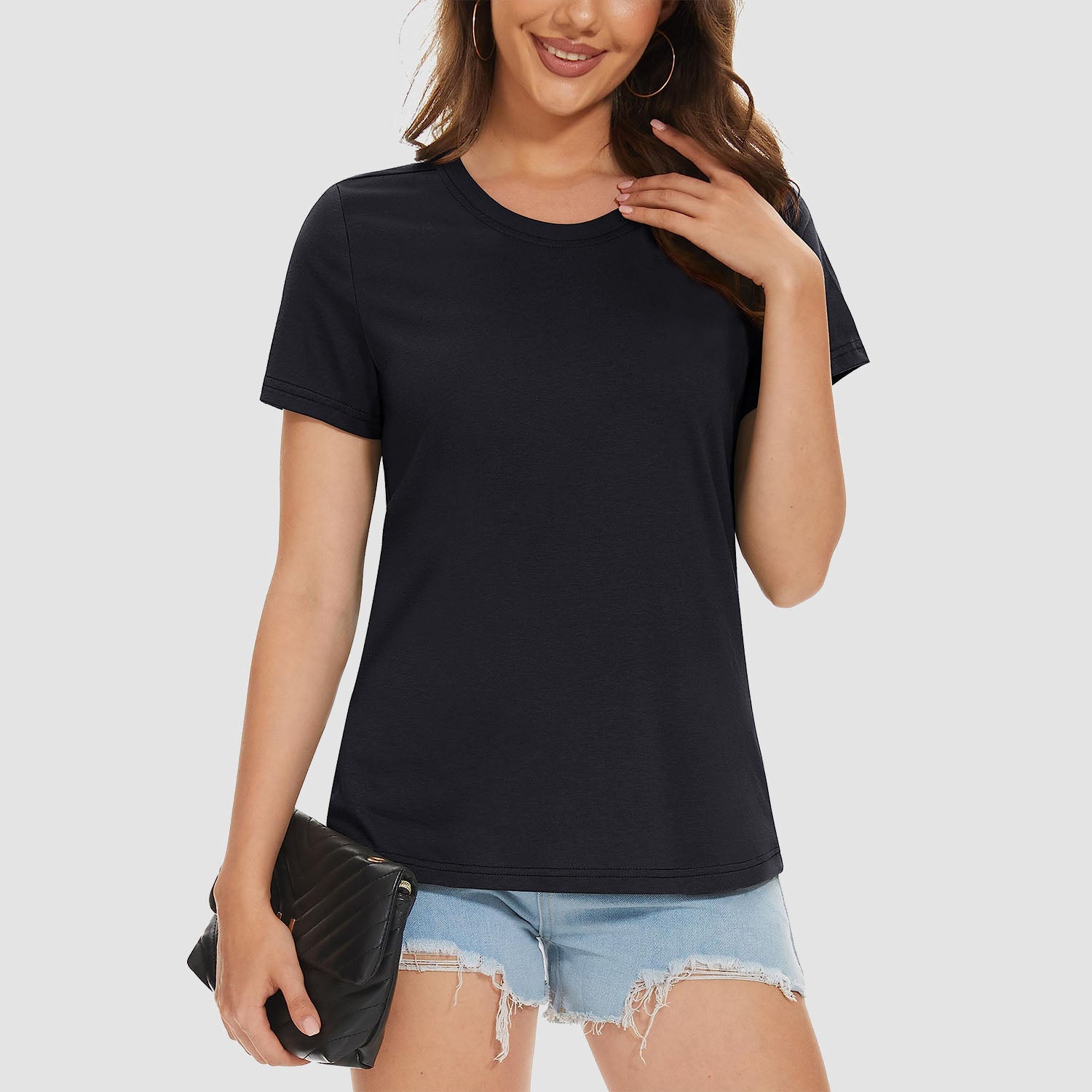 Women's Cotton Crewneck Short Sleeve Casual Tee