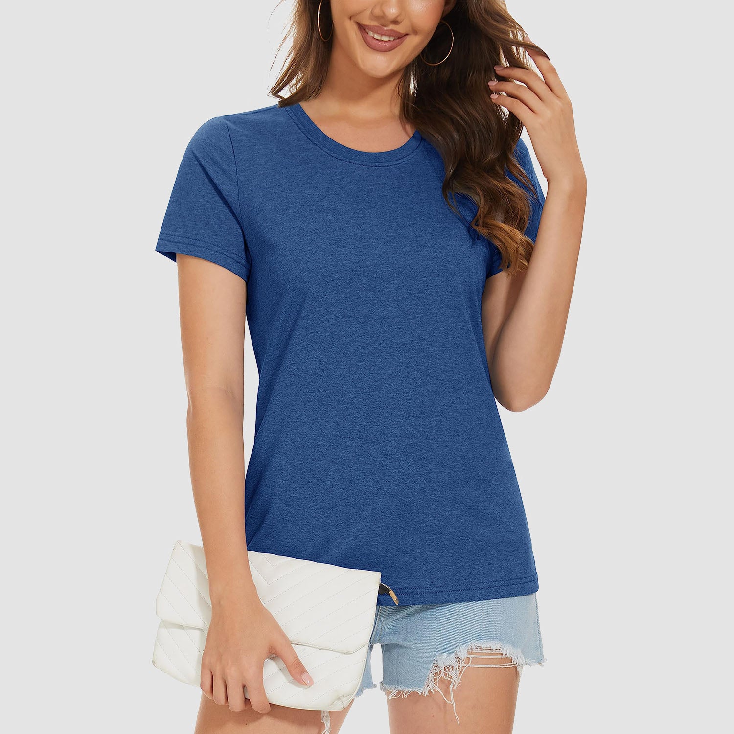 Women's Cotton Crewneck Short Sleeve Casual Tee