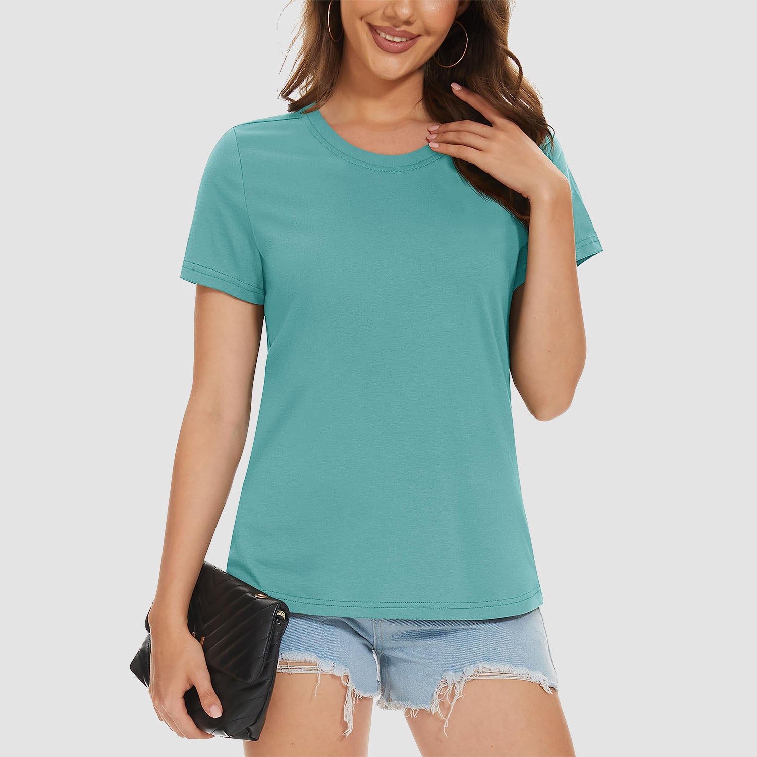 Women's Cotton Crewneck Short Sleeve Casual Tee