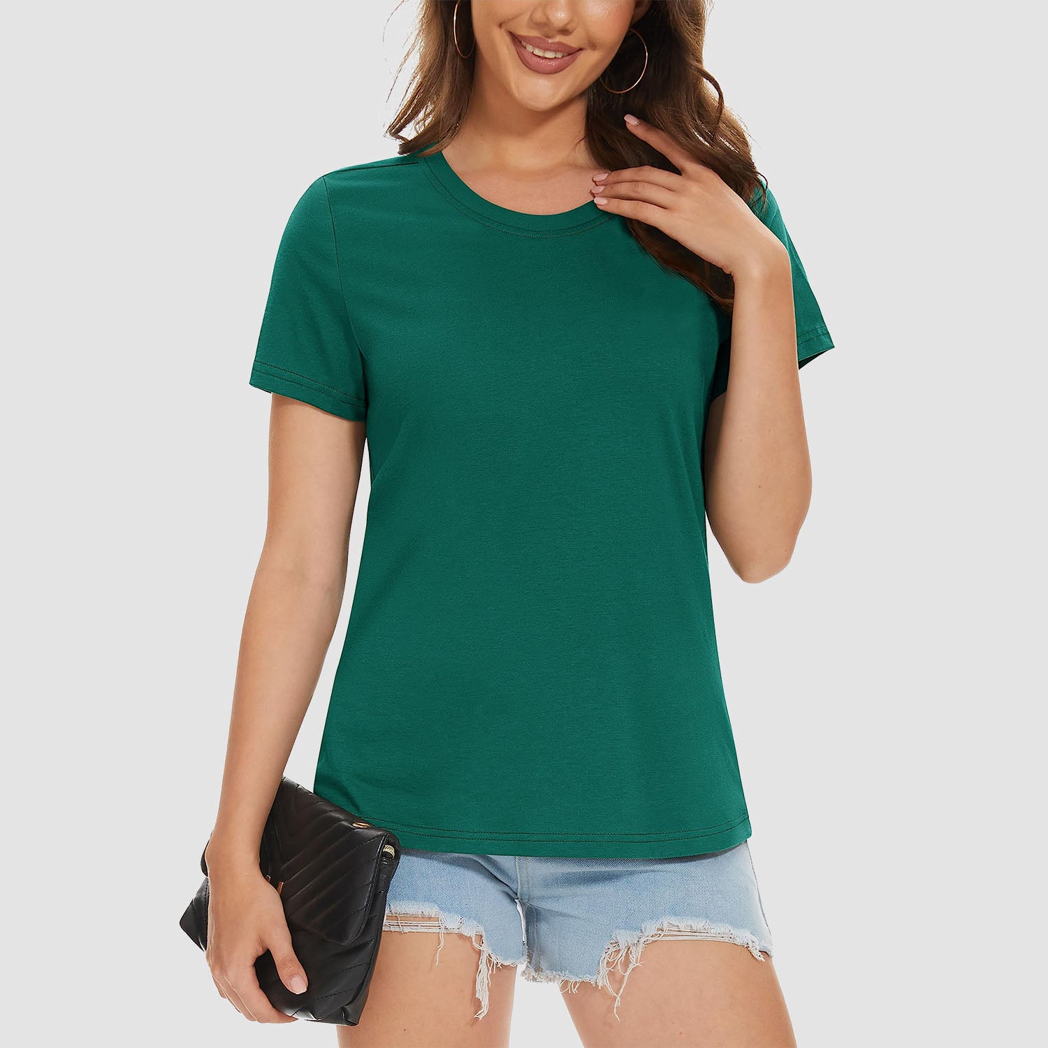 Women's Cotton Crewneck Short Sleeve Casual Tee