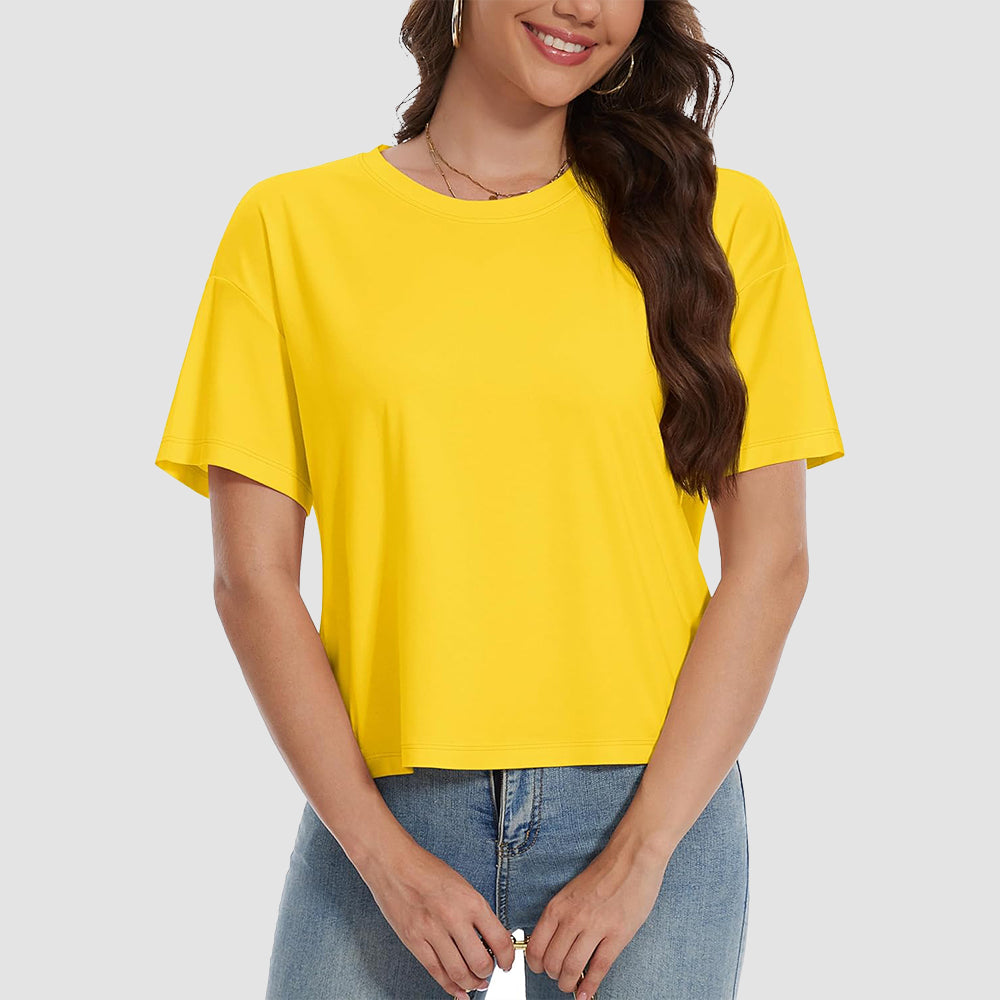 【New In】Women's Cotton UPF 50+ Summer Crop Top T-Shirt