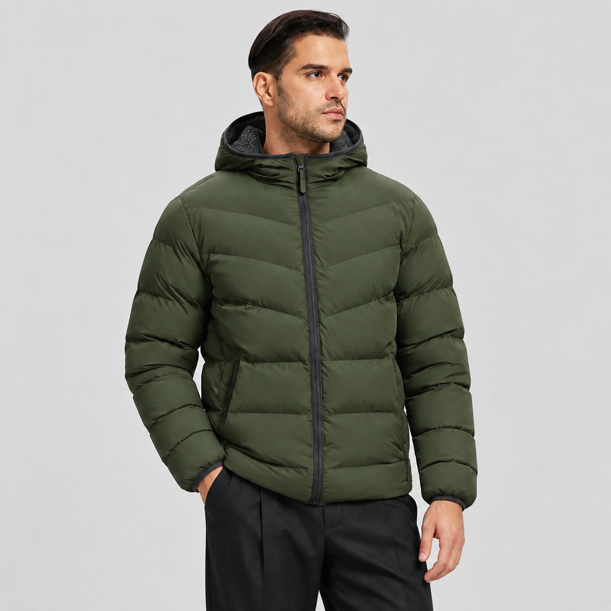 Men's Lightweight Quilted Puffer Jacket with Hood