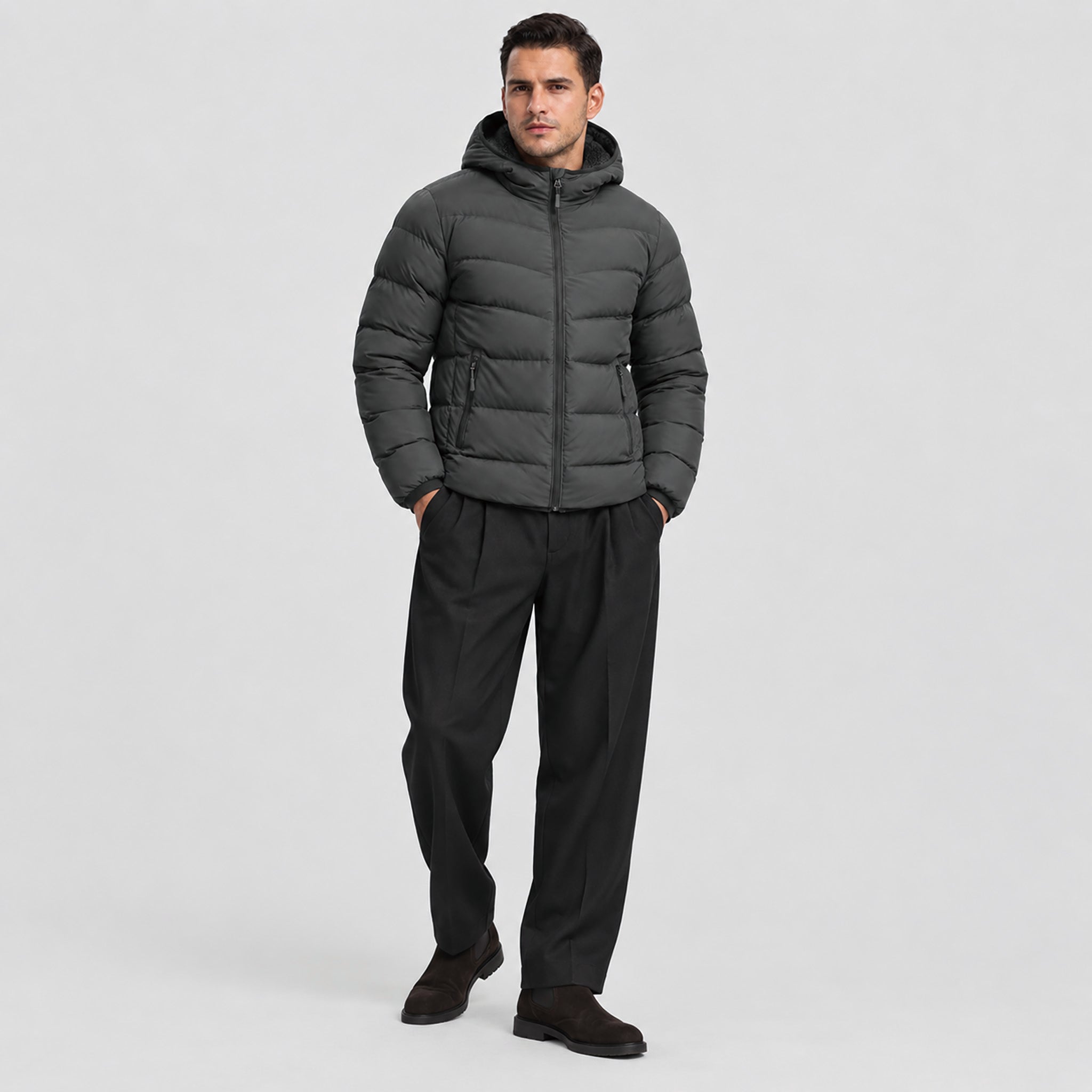 Men's Lightweight Quilted Puffer Jacket with Hood