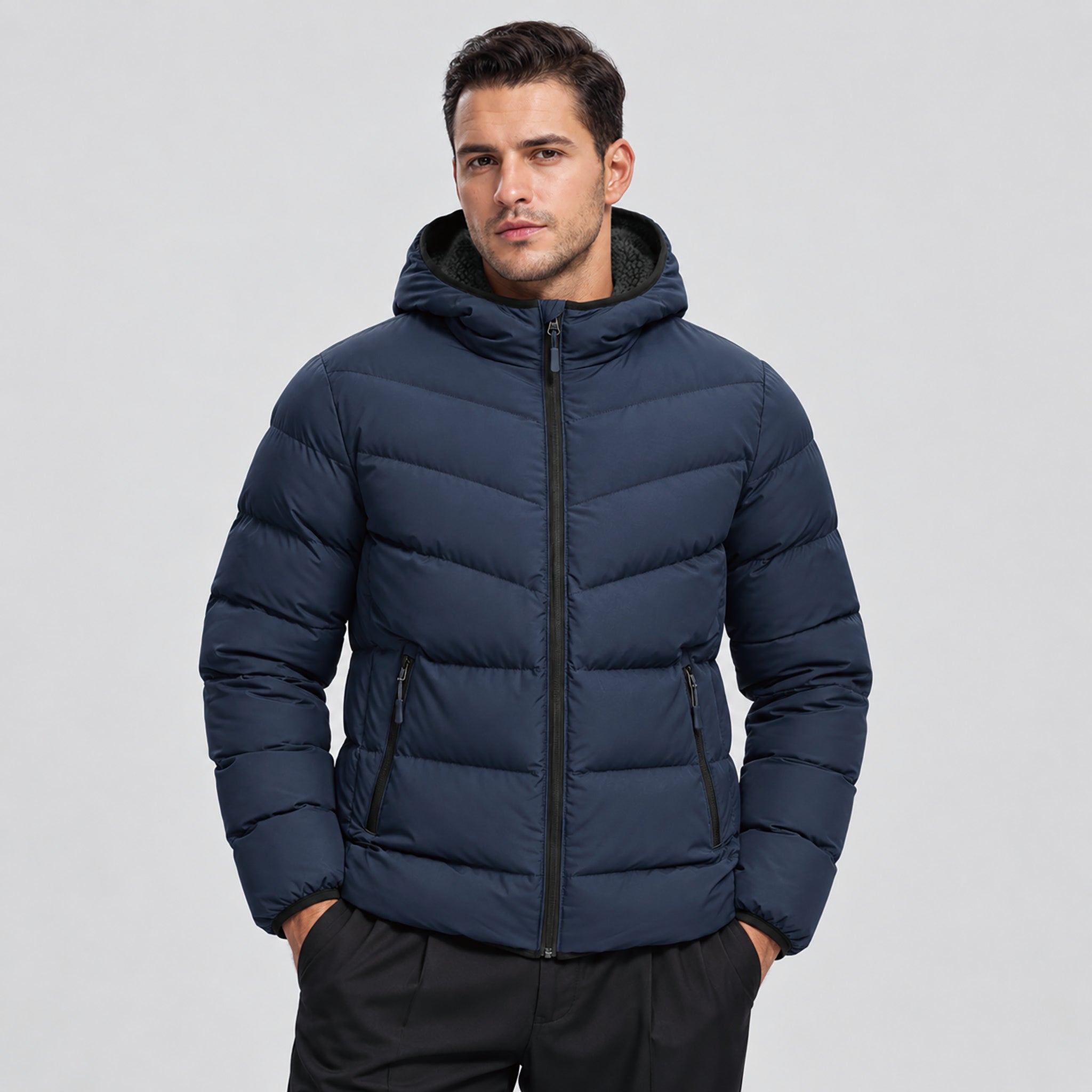 Men's Lightweight Quilted Puffer Jacket with Hood