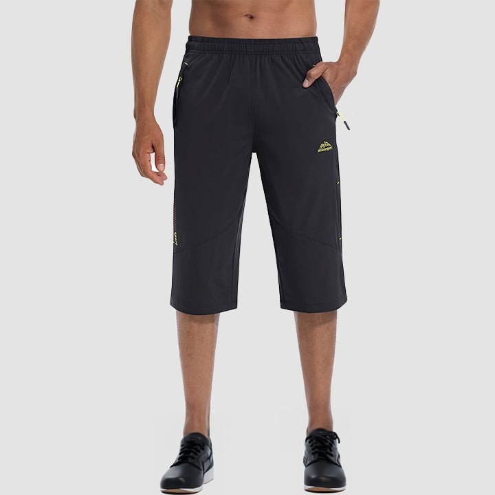 Black Men's Quick Dry Hiking Running Shorts-MAGCOMSEN