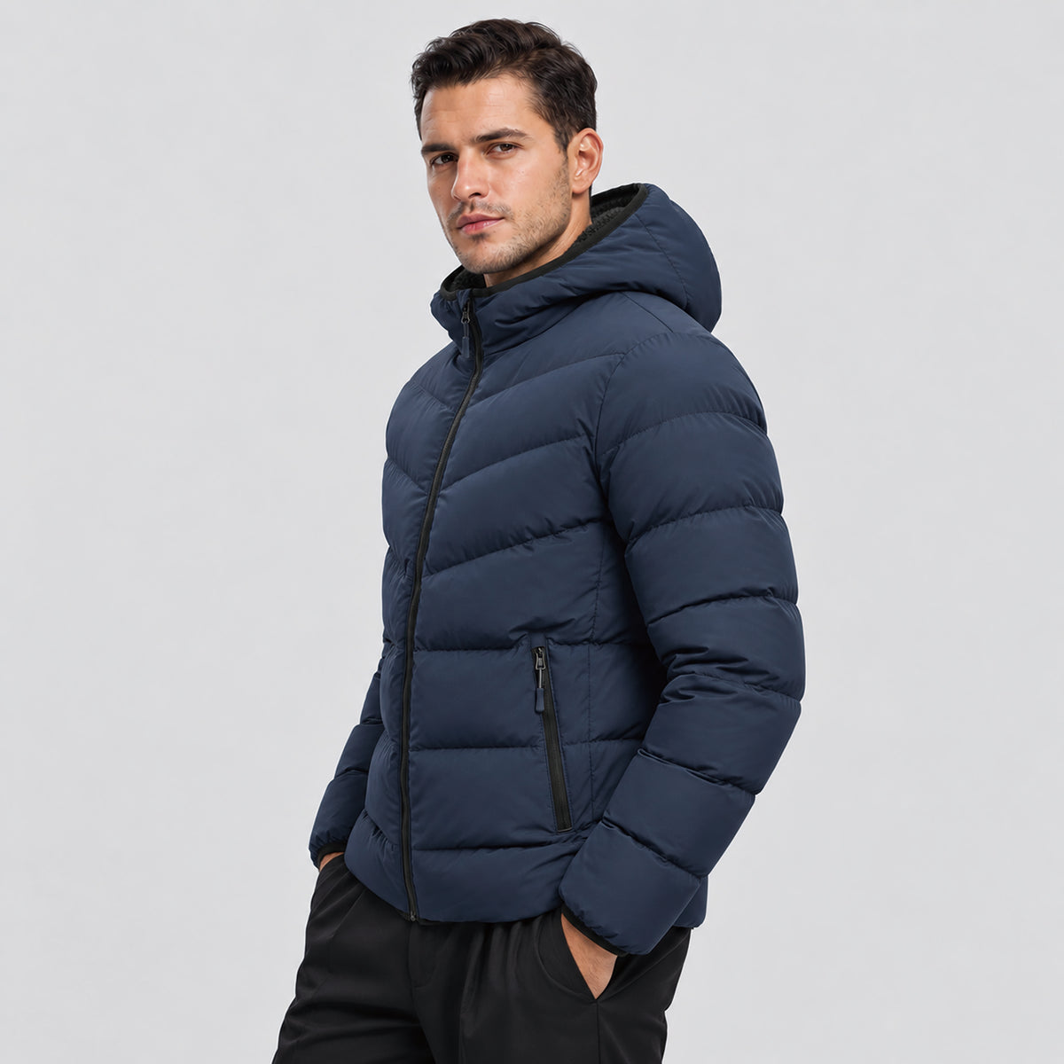 Men's Lightweight Quilted Puffer Jacket with Hood
