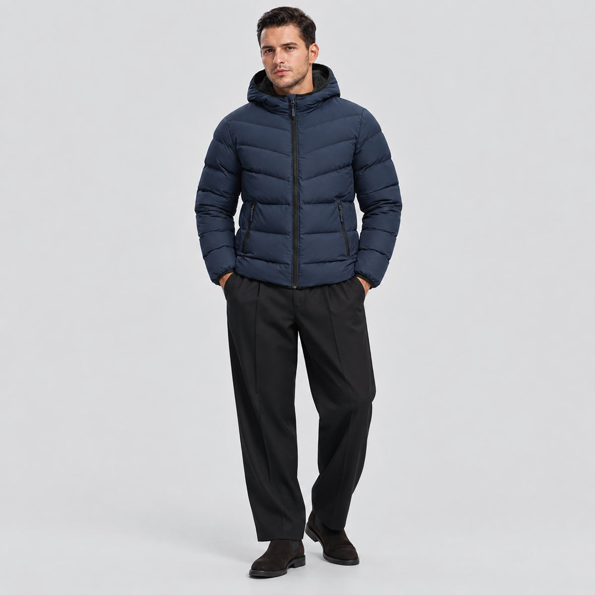 Men's Lightweight Quilted Puffer Jacket with Hood