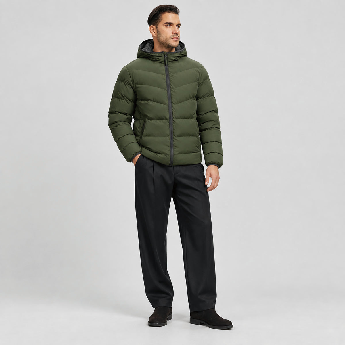 Men's Lightweight Quilted Puffer Jacket with Hood