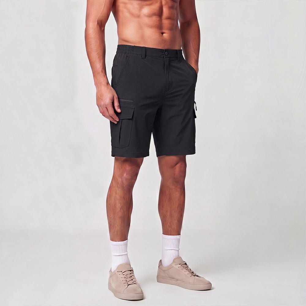 Men 9 Inch Hiking Cargo Shorts - Water Resistant 7 Pocket Stretch Tactical Shorts Black by MAGCOMSEN