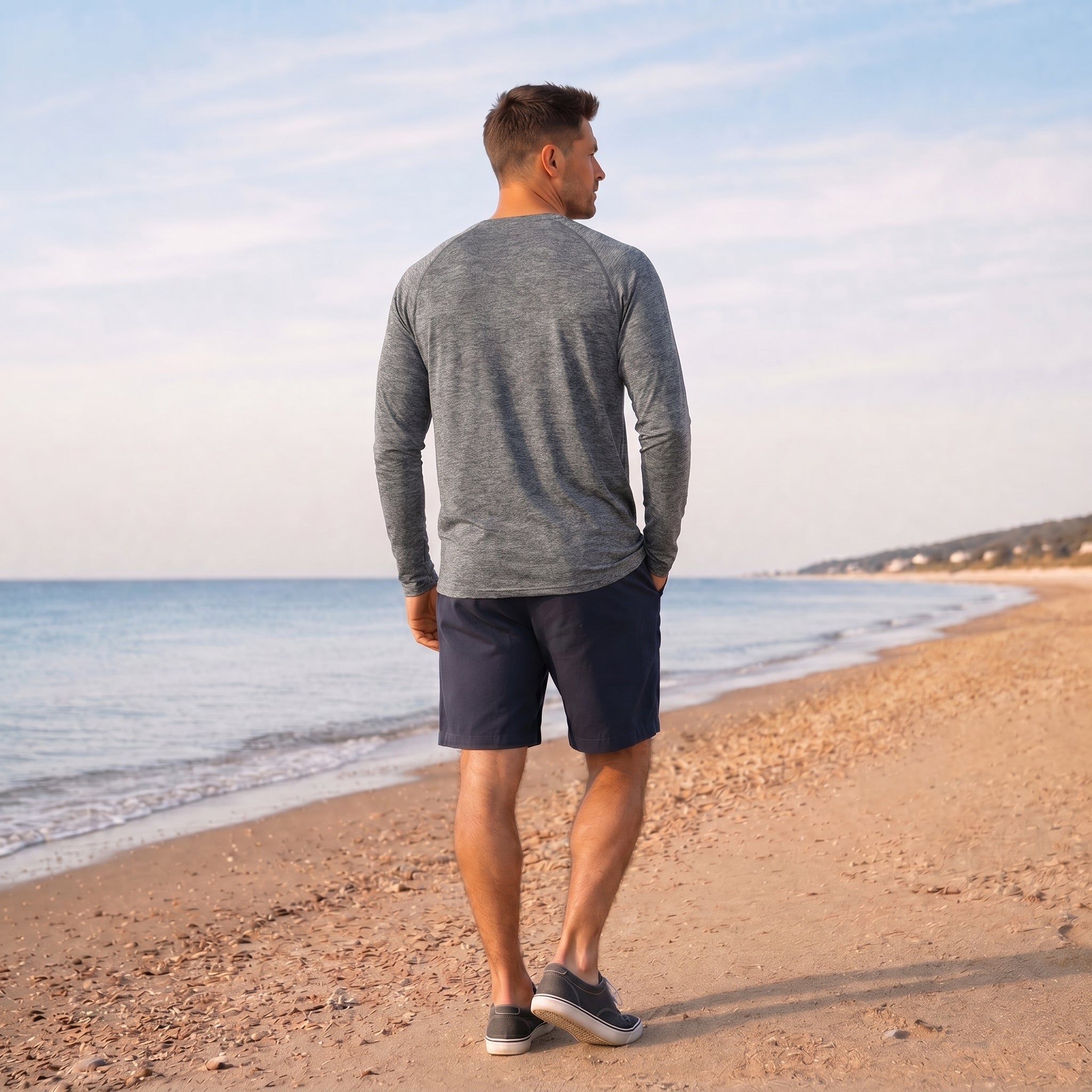 Dark Grey MAGCOMSEN Men UPF 50 Plus Sun Protection Shirt - Quick Dry Cooling Long Sleeve Raglan Tee in #Color_Dark Grey