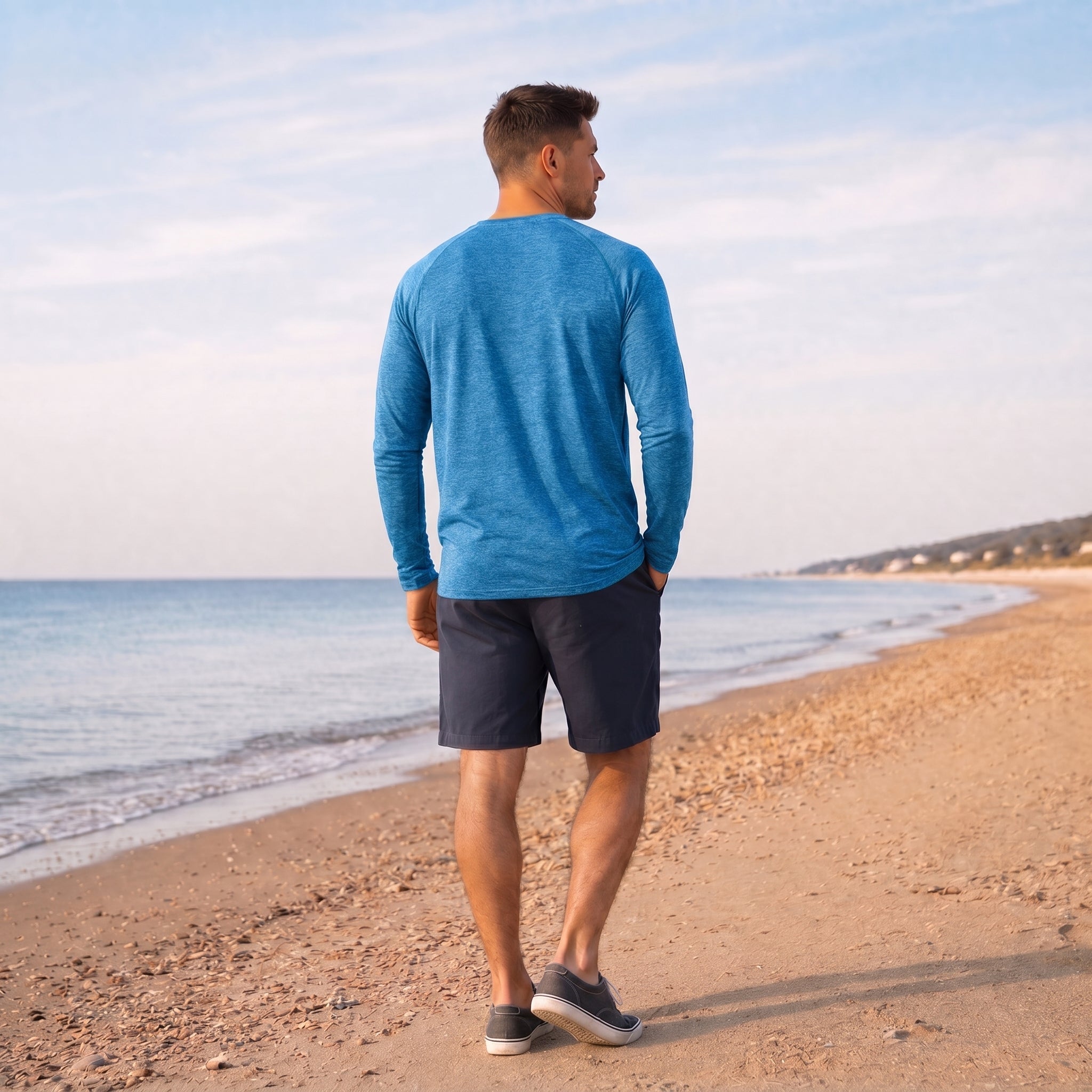 Sea Blue MAGCOMSEN Men UPF 50 Plus Sun Protection Shirt - Quick Dry Cooling Long Sleeve Raglan Tee in #Color_Sea Blue