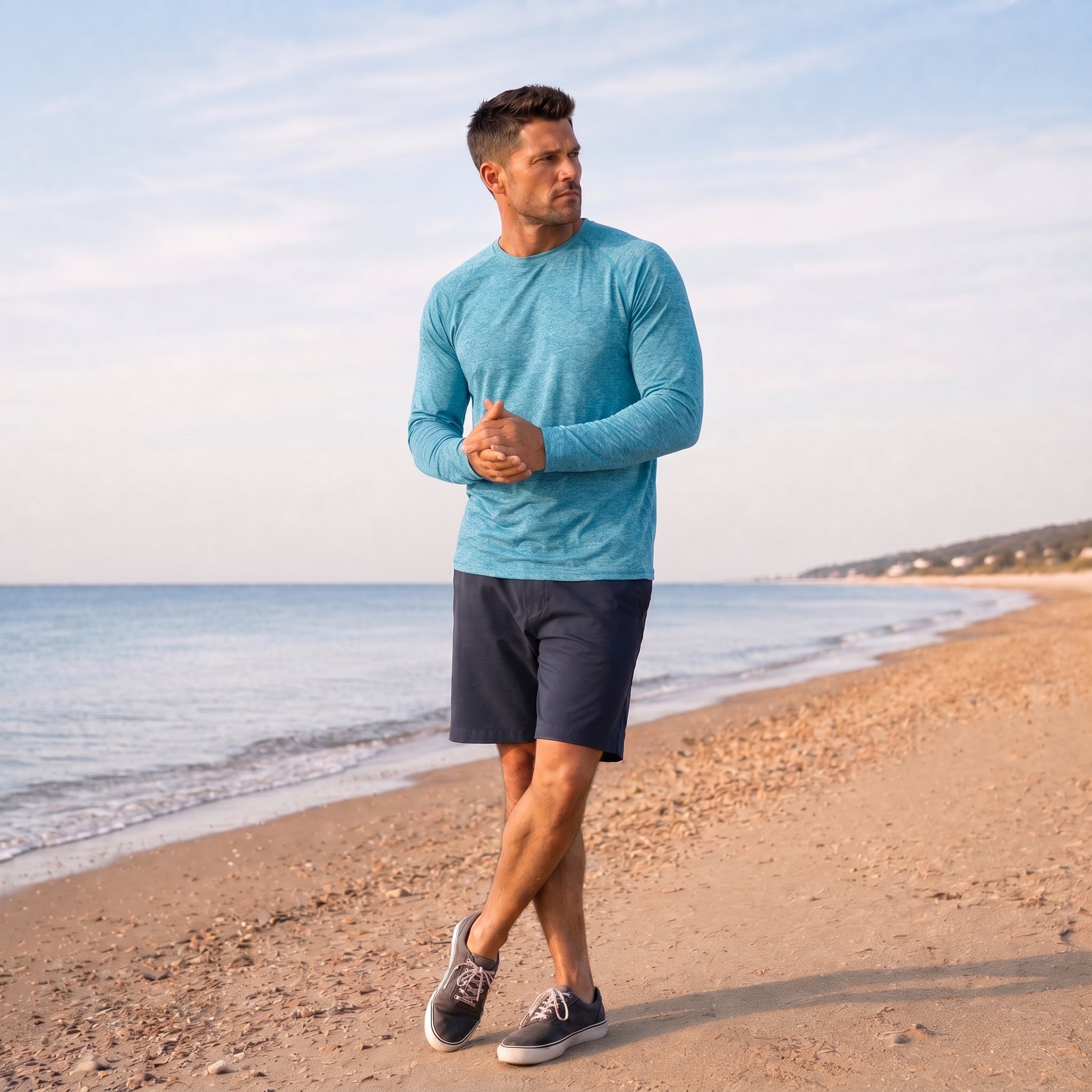 Light Green MAGCOMSEN Men UPF 50 Plus Sun Protection Shirt - Quick Dry Cooling Long Sleeve Raglan Tee in #Color_Light Green