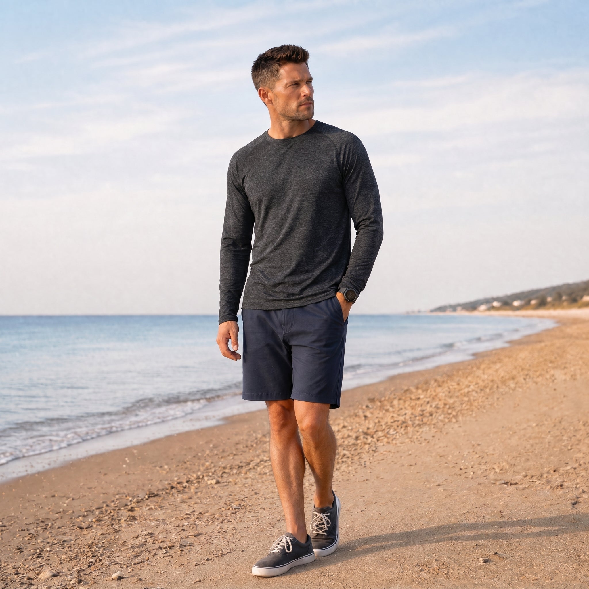Black MAGCOMSEN Men UPF 50 Plus Sun Protection Shirt - Quick Dry Cooling Long Sleeve Raglan Tee in #Color_Black