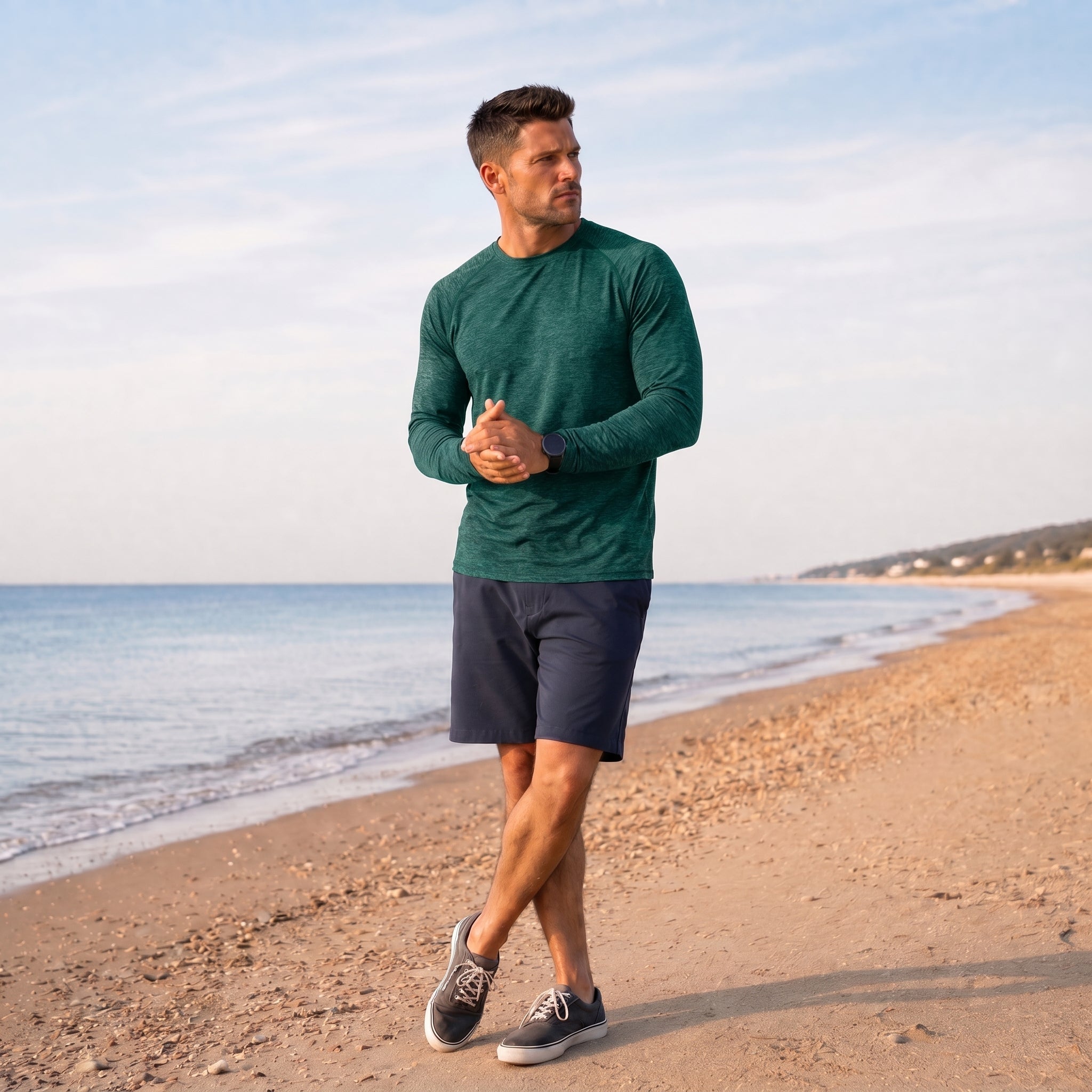 Jade Green MAGCOMSEN Men UPF 50 Plus Sun Protection Shirt - Quick Dry Cooling Long Sleeve Raglan Tee in #Color_Jade Green