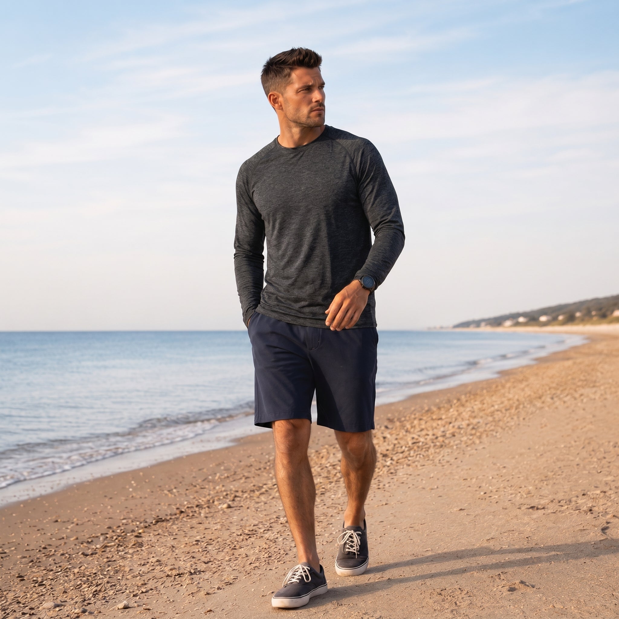Black MAGCOMSEN Men UPF 50 Plus Sun Protection Shirt - Quick Dry Cooling Long Sleeve Raglan Tee in #Color_Black