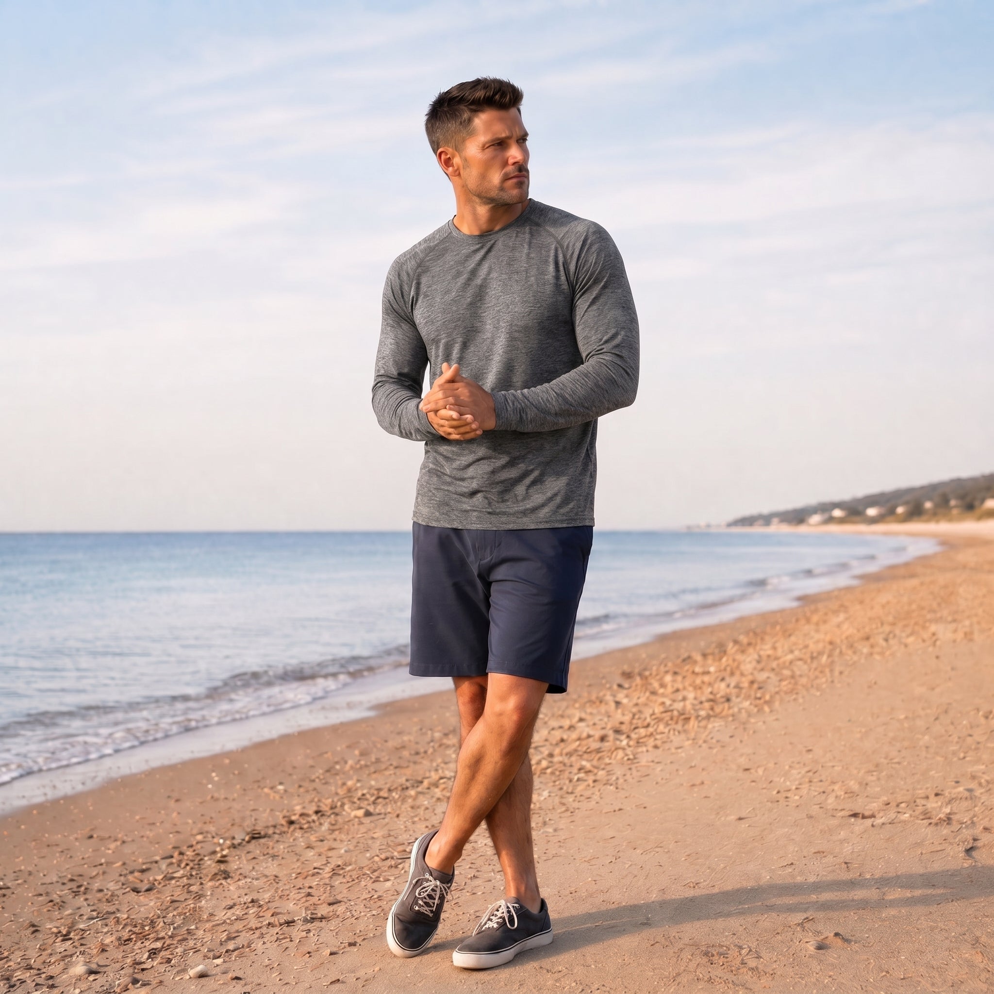 Dark Grey MAGCOMSEN Men UPF 50 Plus Sun Protection Shirt - Quick Dry Cooling Long Sleeve Raglan Tee in #Color_Dark Grey
