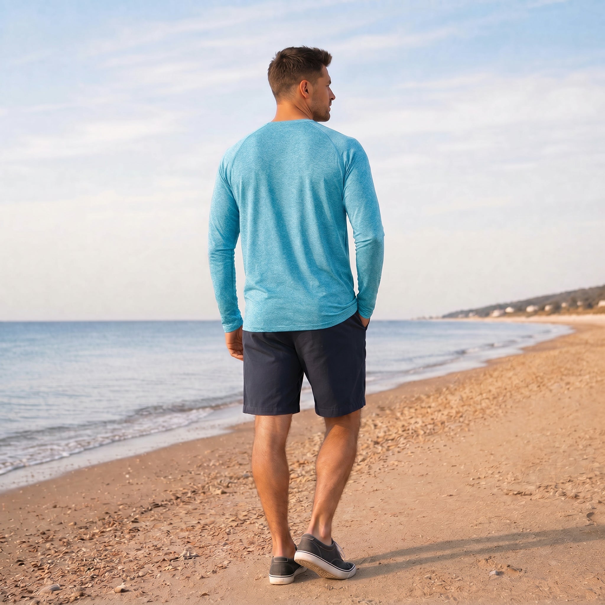 Light Green MAGCOMSEN Men UPF 50 Plus Sun Protection Shirt - Quick Dry Cooling Long Sleeve Raglan Tee in #Color_Light Green