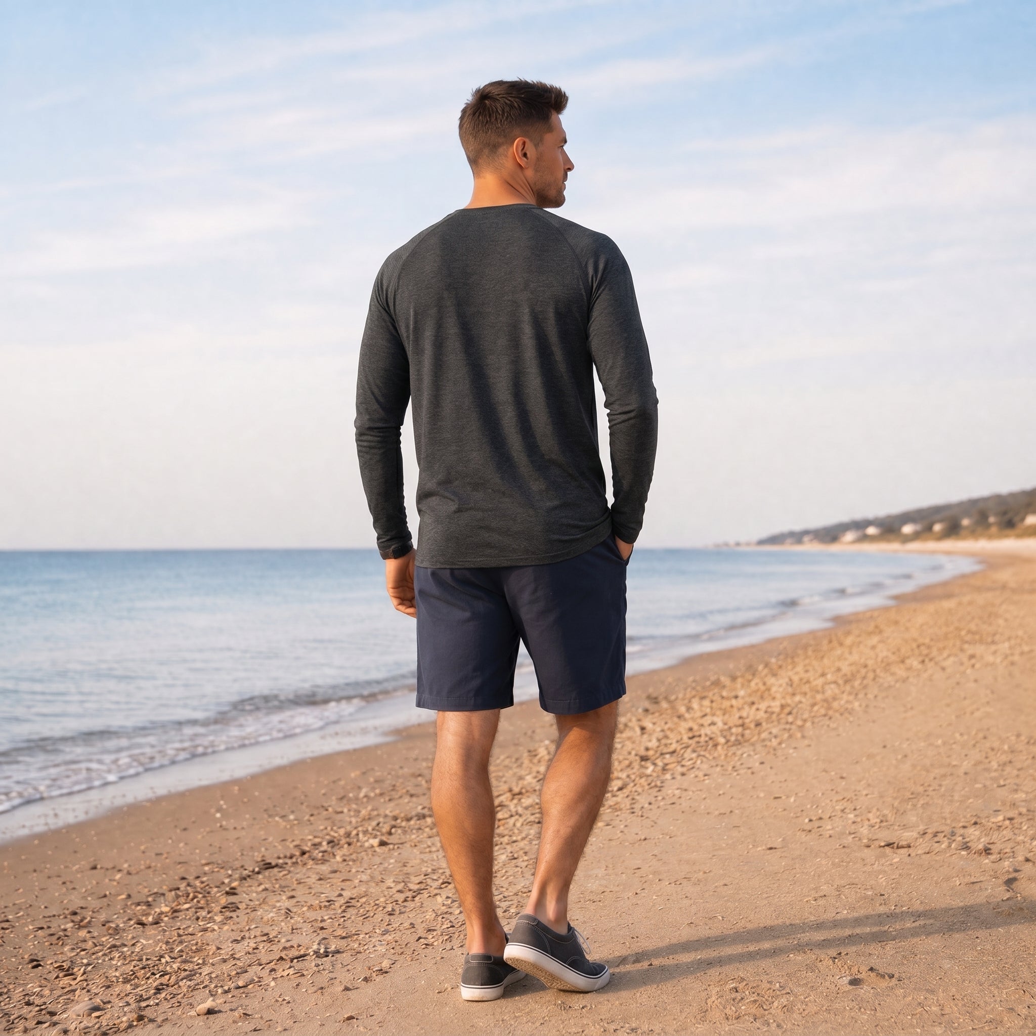 Black MAGCOMSEN Men UPF 50 Plus Sun Protection Shirt - Quick Dry Cooling Long Sleeve Raglan Tee in #Color_Black