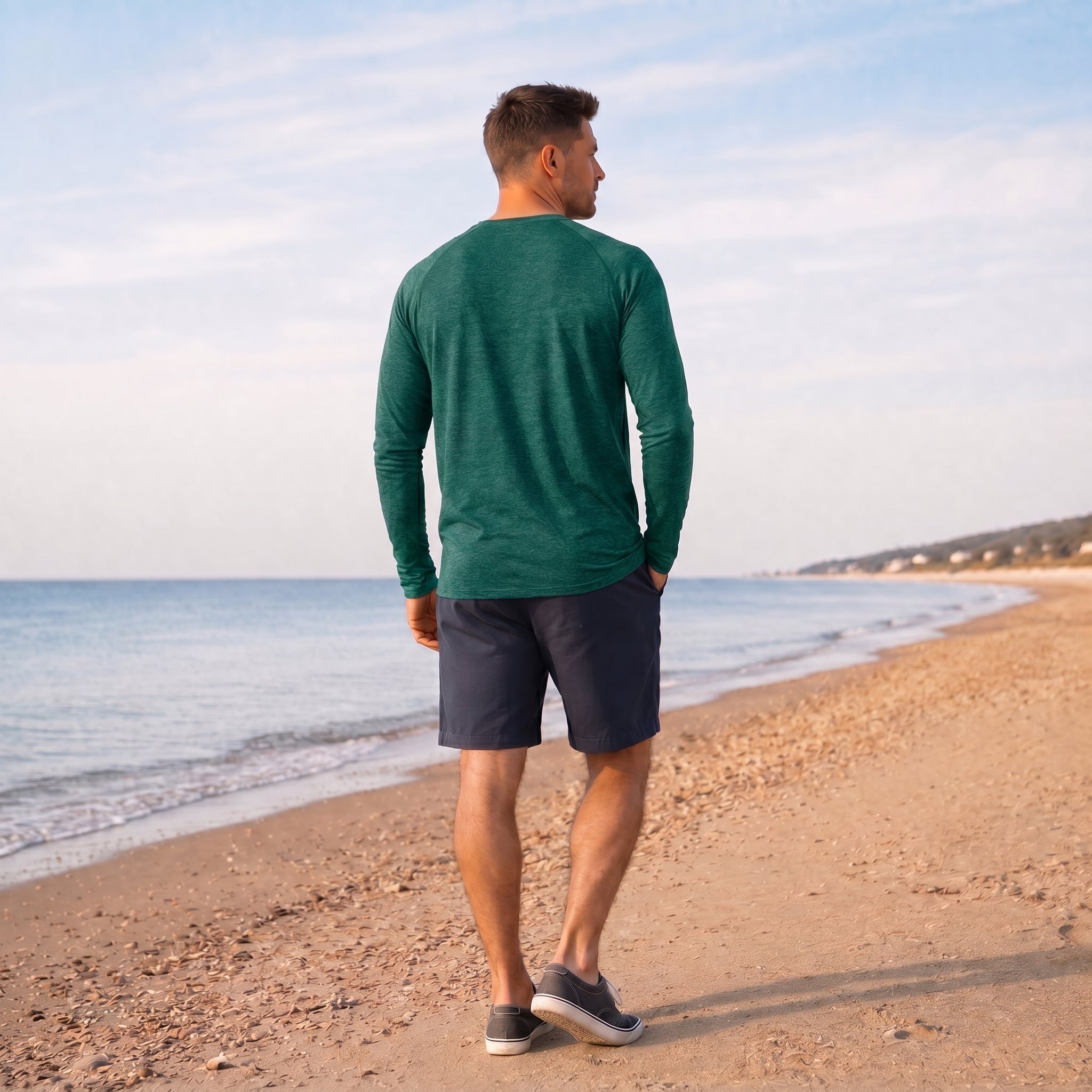 Jade Green MAGCOMSEN Men UPF 50 Plus Sun Protection Shirt - Quick Dry Cooling Long Sleeve Raglan Tee in #Color_Jade Green