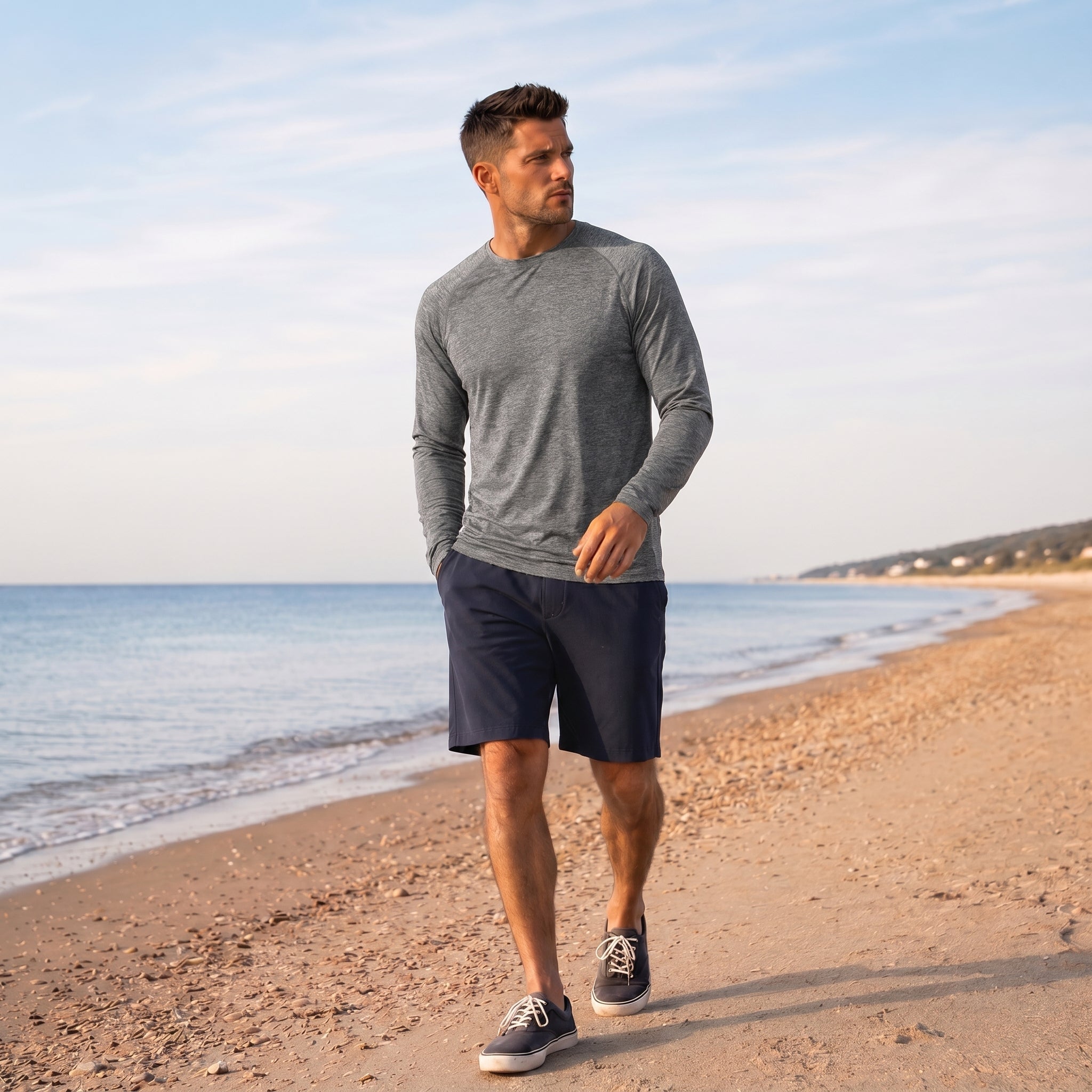 Dark Grey MAGCOMSEN Men UPF 50 Plus Sun Protection Shirt - Quick Dry Cooling Long Sleeve Raglan Tee in #Color_Dark Grey